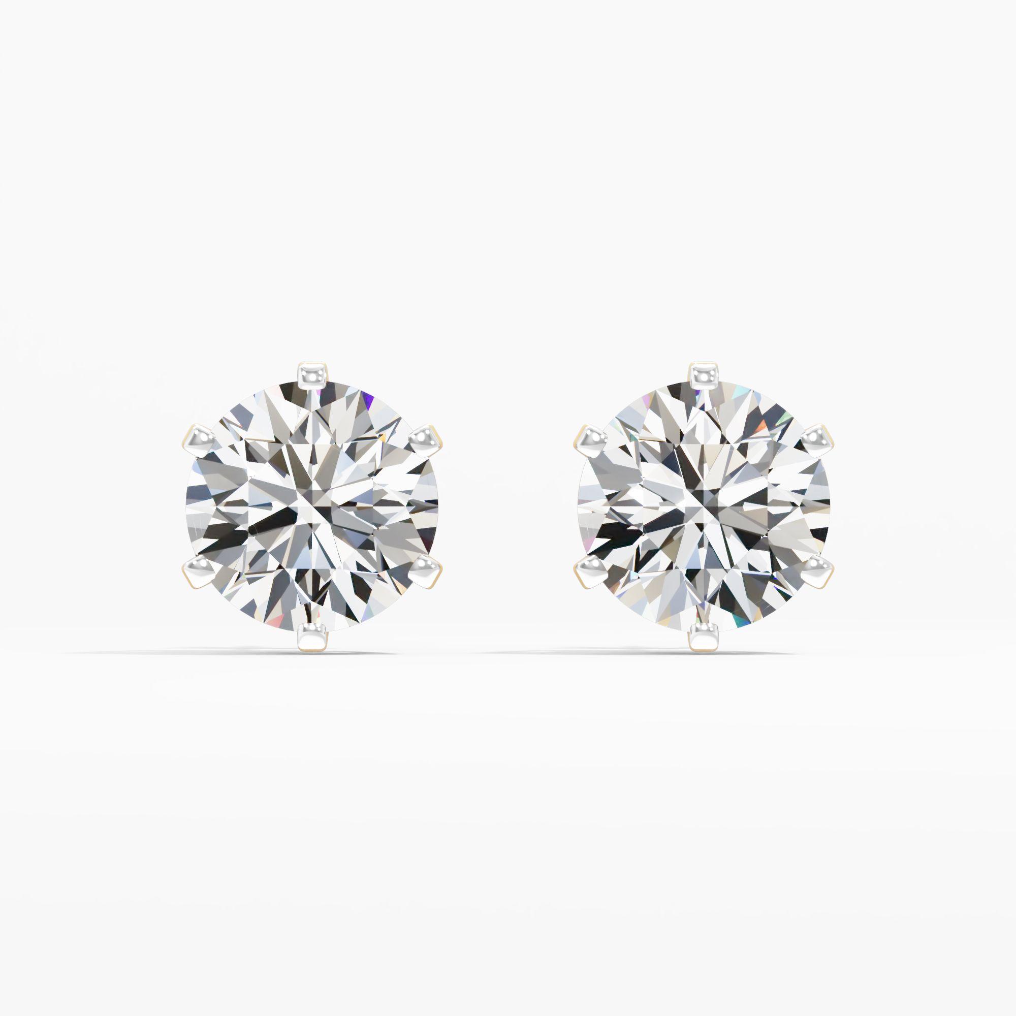 Ava Flare Solitaire Stud 6 Prong Setting Earring