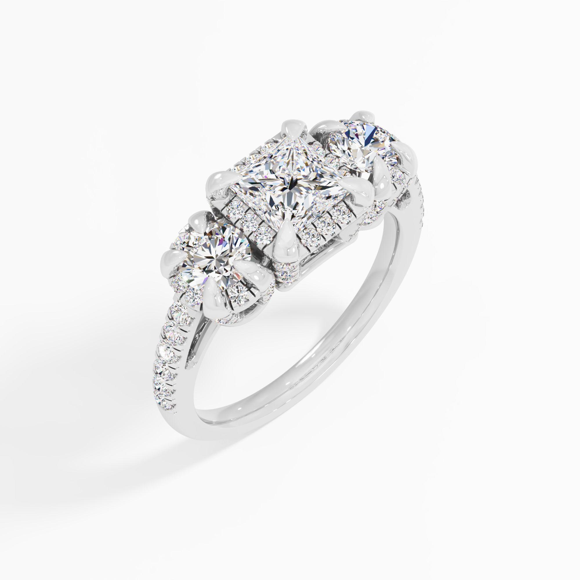 Wisteria Flare 3 Stone Engagement Ring