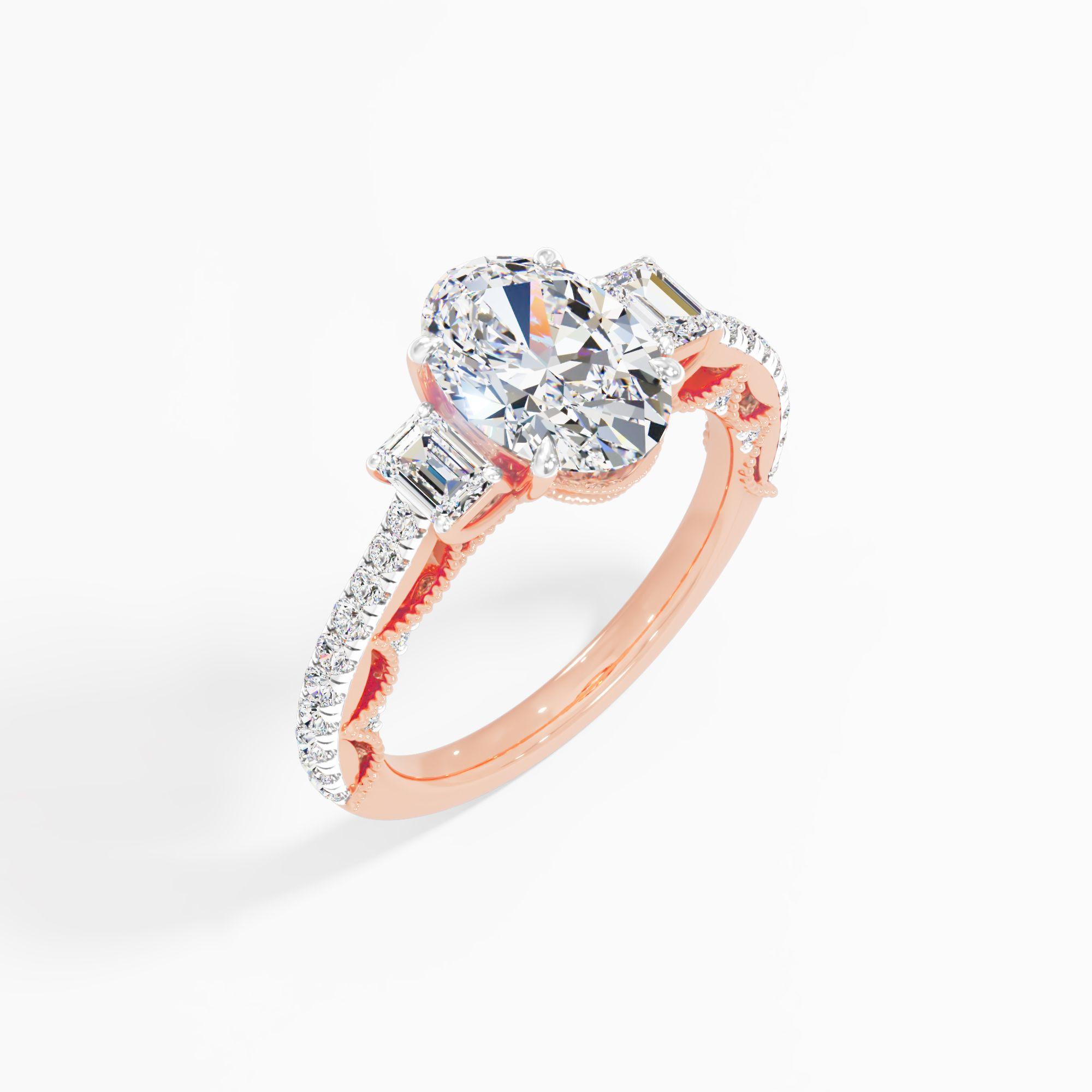 Morning Curl 3 Stone Engagement Ring