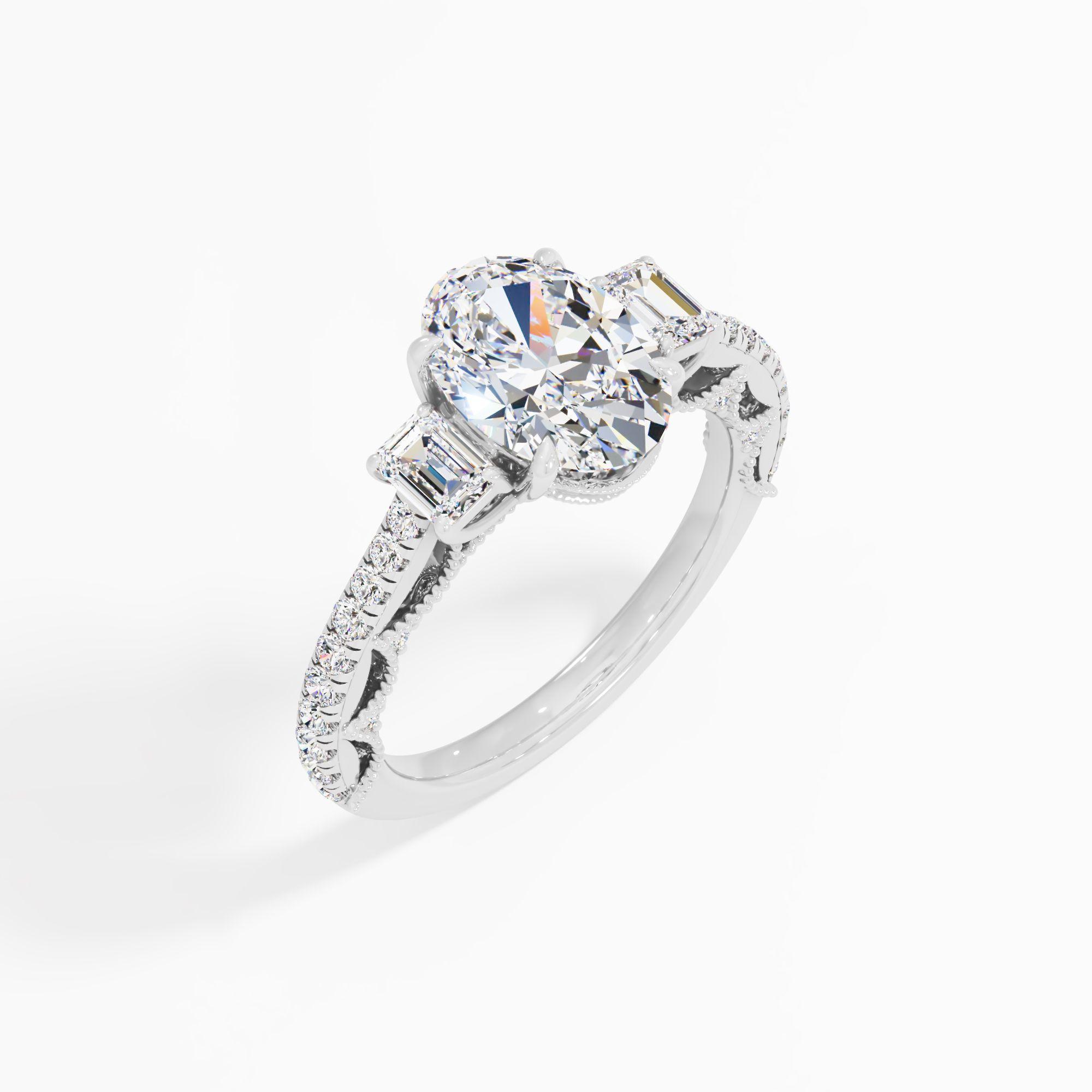 Morning Curl 3 Stone Engagement Ring