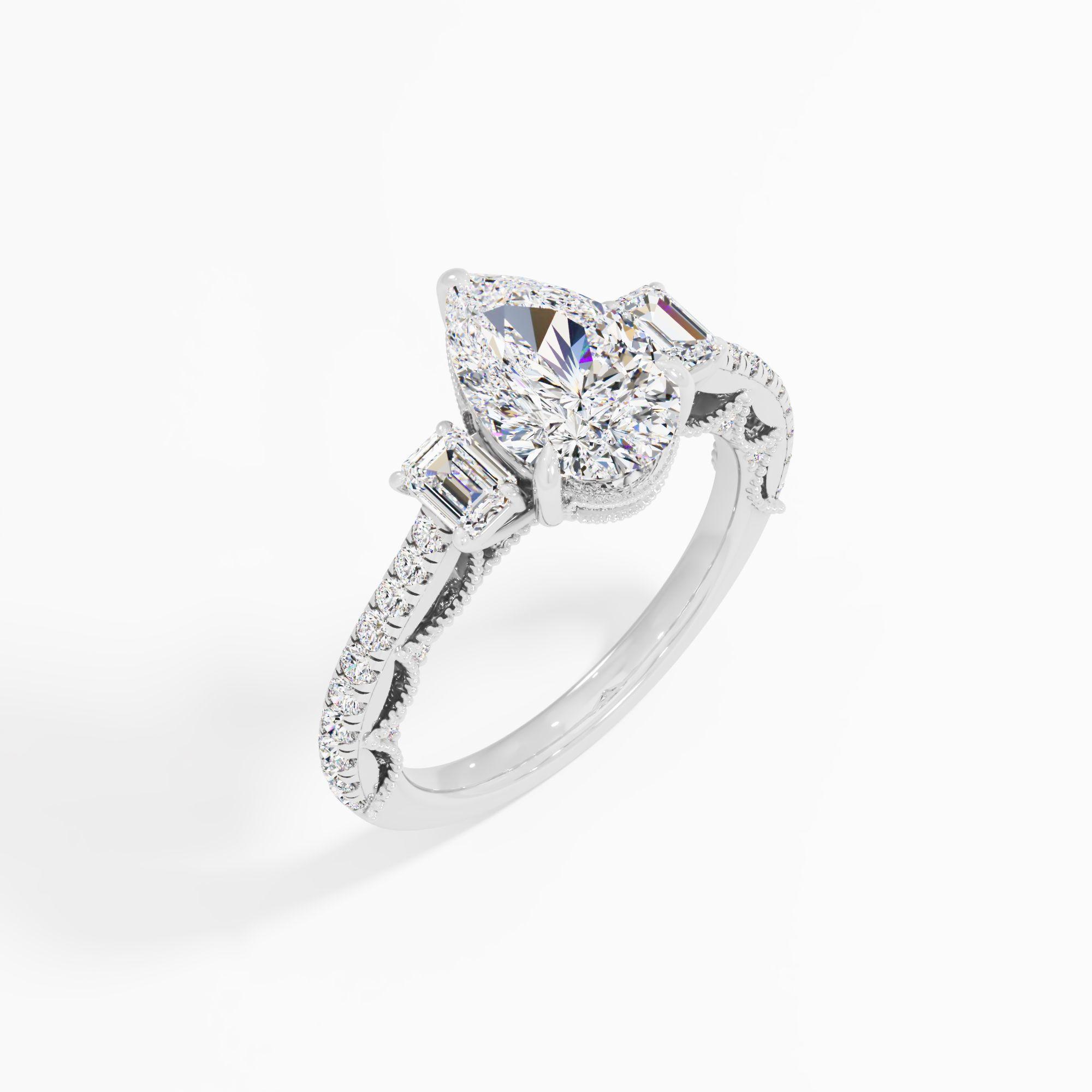 Morning Curl 3 Stone Engagement Ring