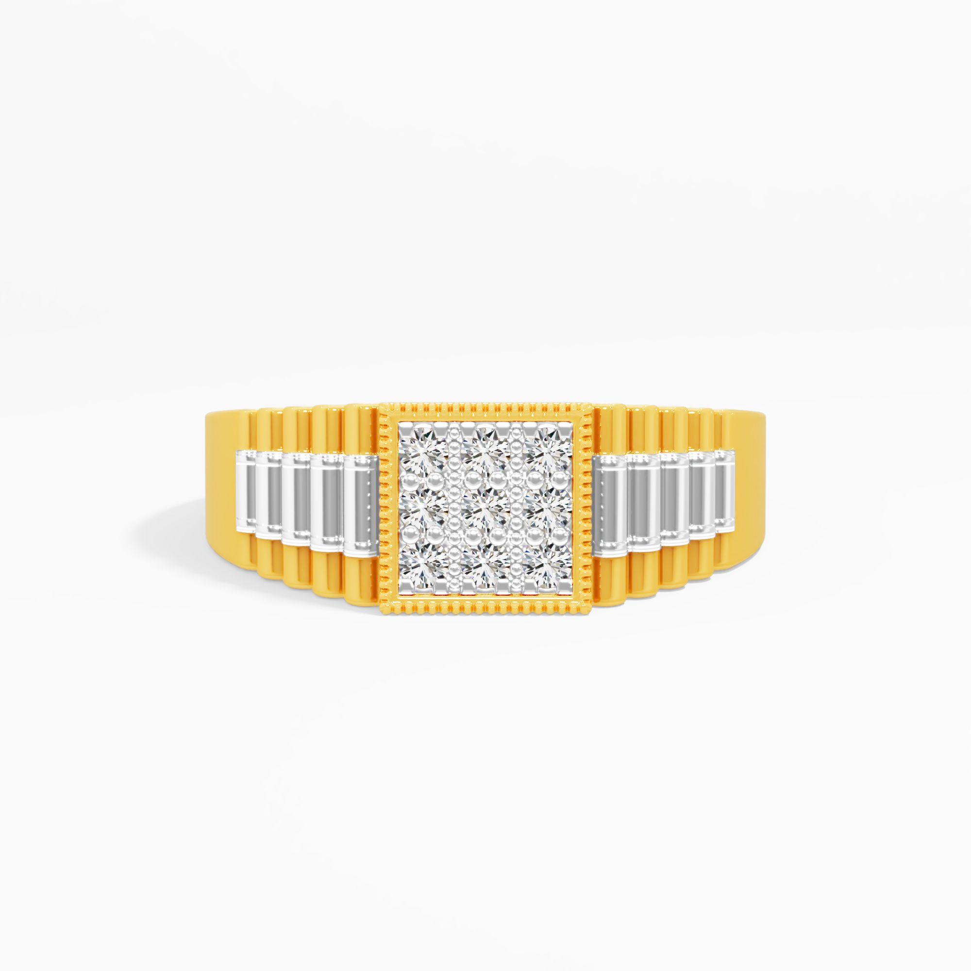 Square Ribbed Cluster Ring