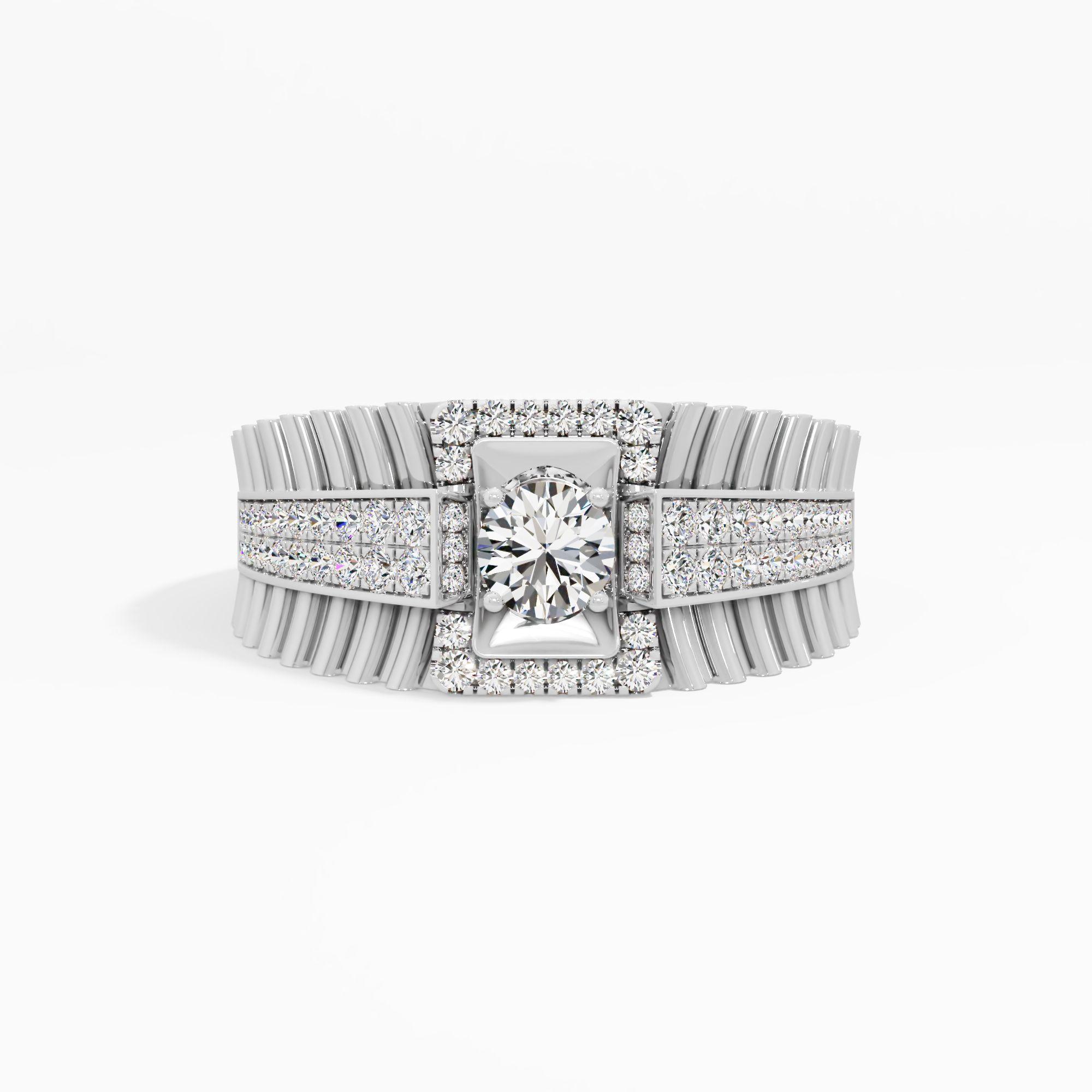 Fluted Axis Halo Ring