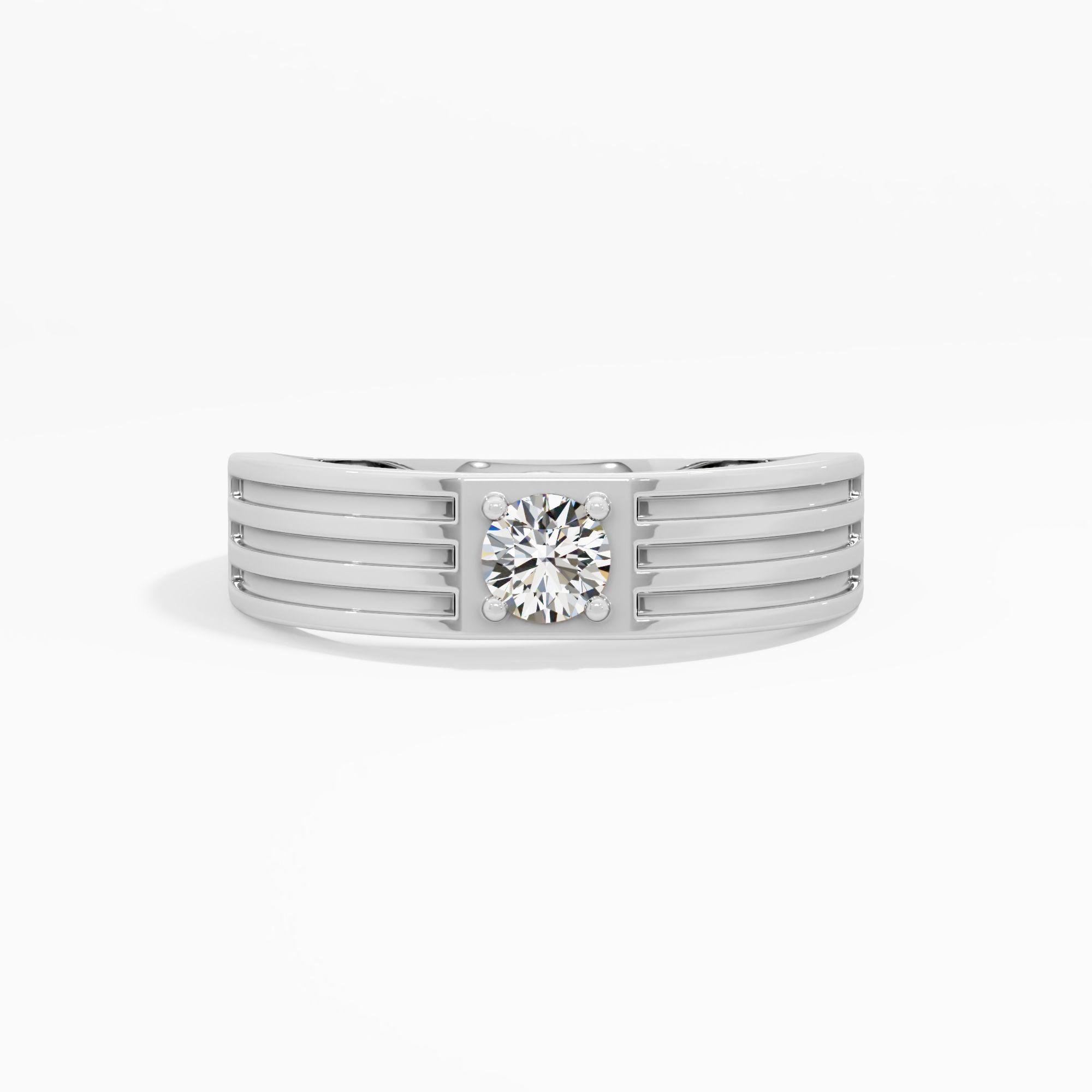 Striped Shank Solitaire Ring