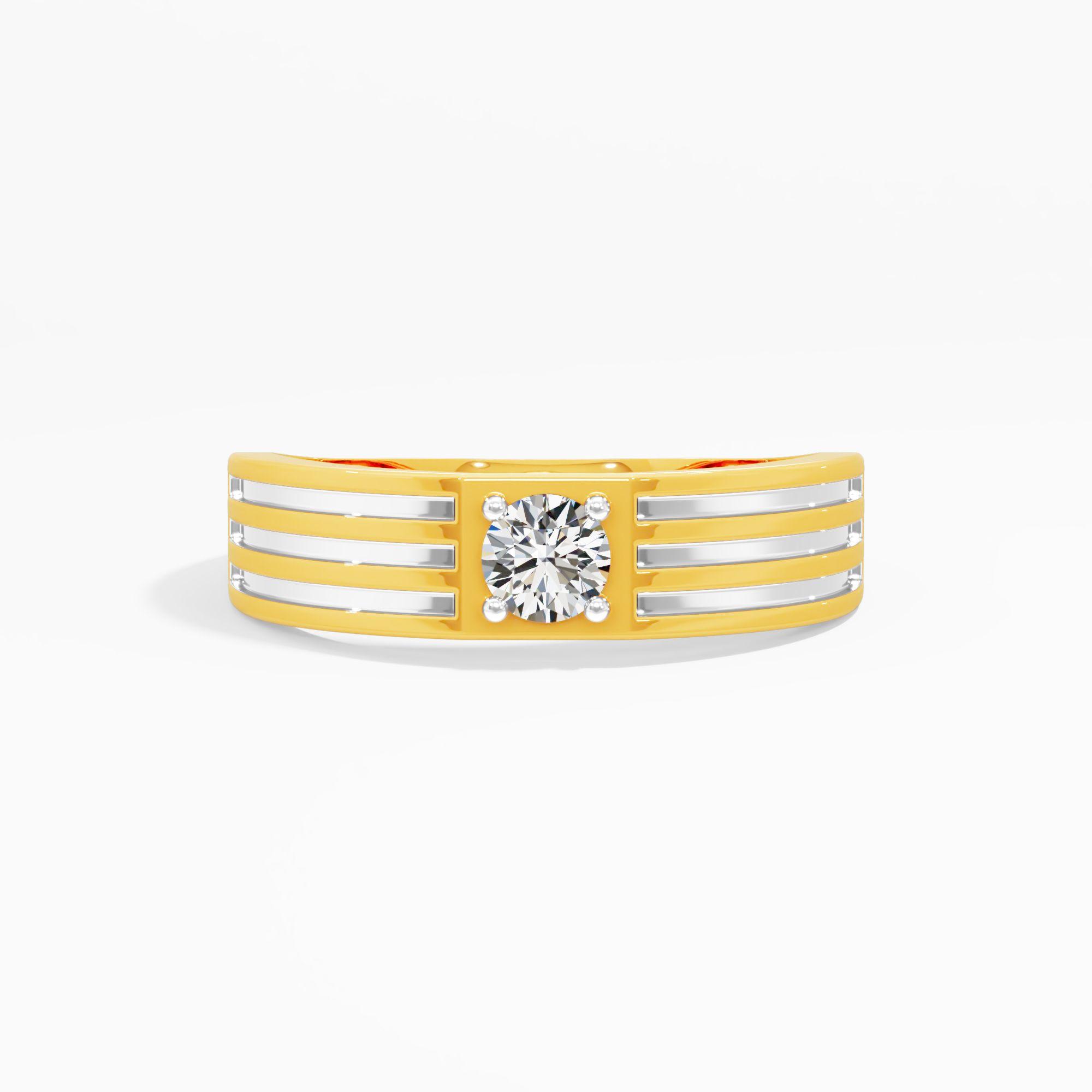 Striped Shank Solitaire Ring