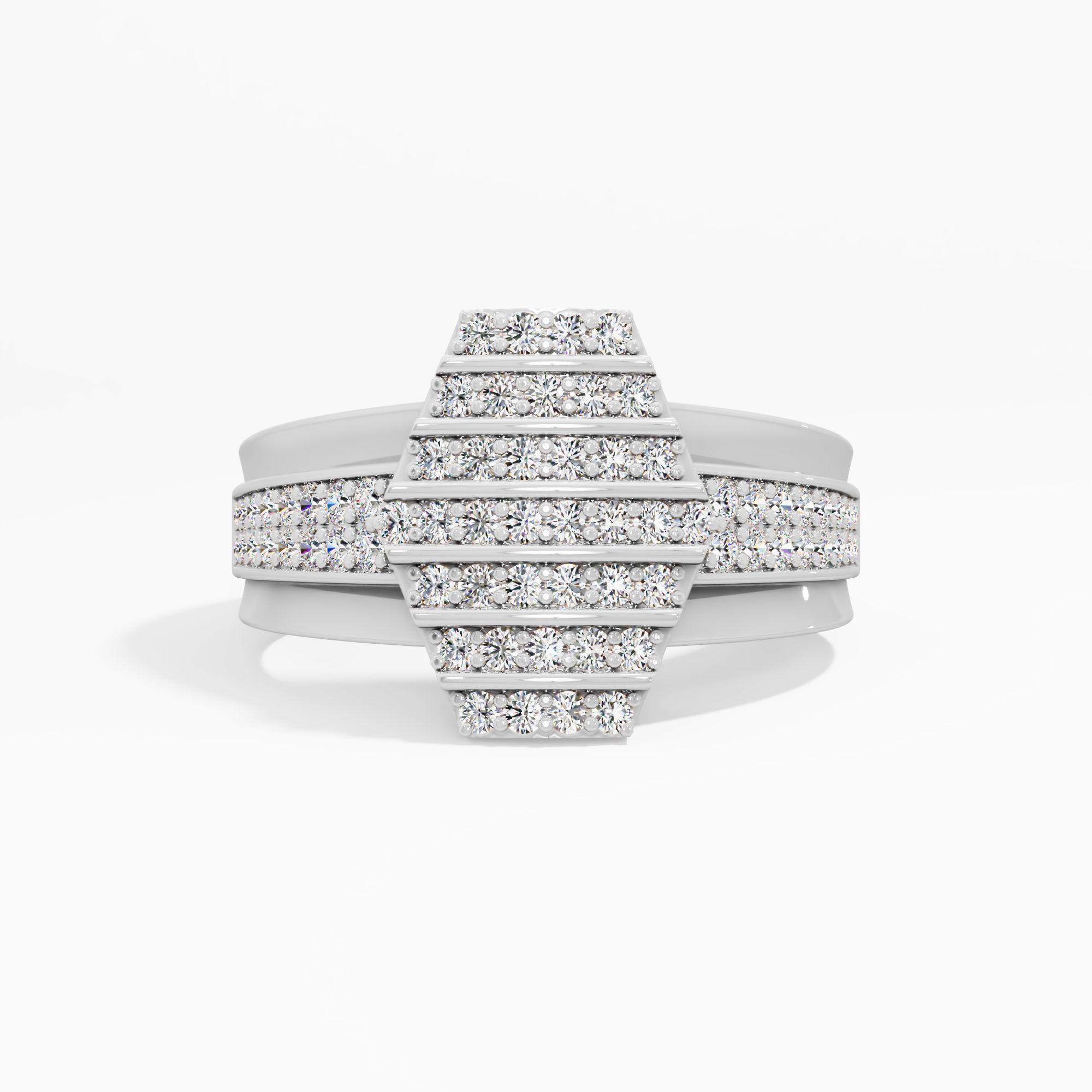 Hexagon Shield Diamond Ring