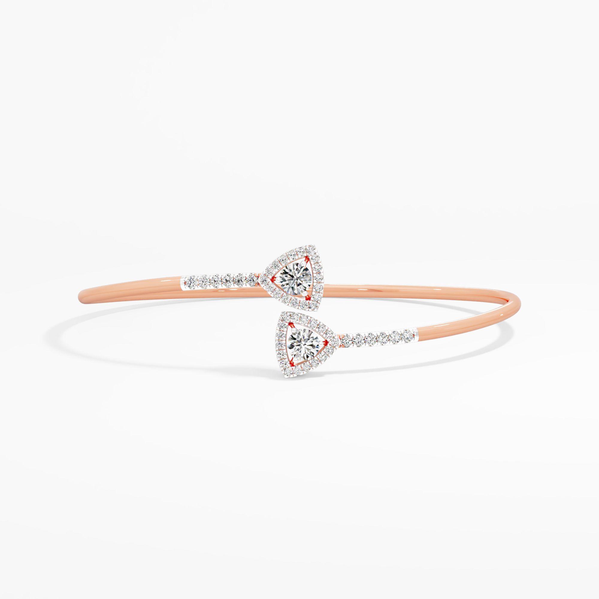 Trillion Halo Diamond Cuff Bangle