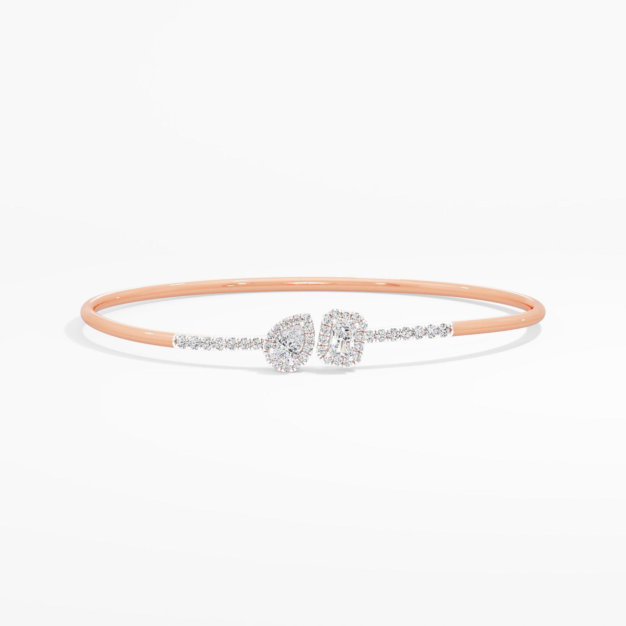 Pear Radiant Halo Diamond Bangle