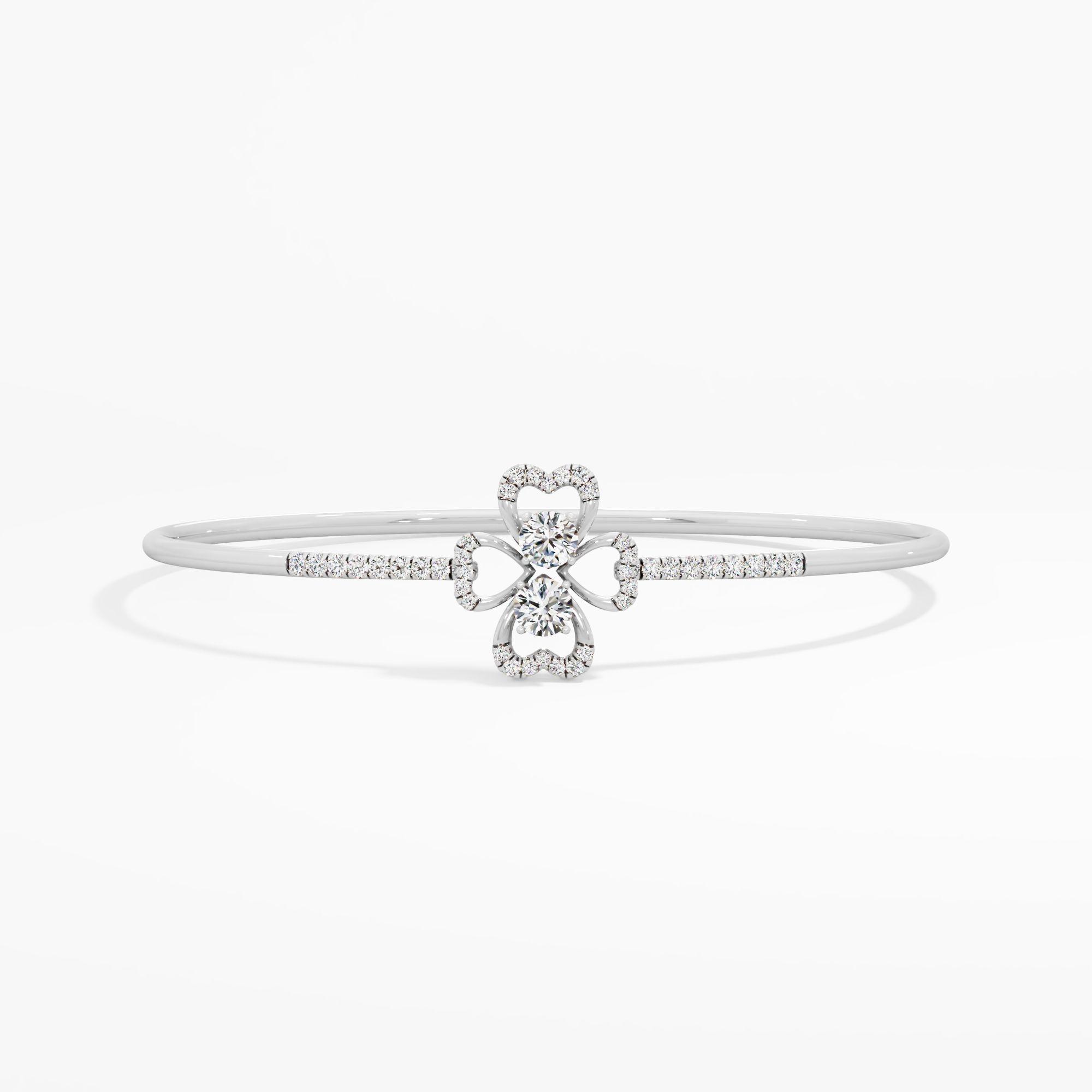 Duet Solitaire Clover Diamond Bangle