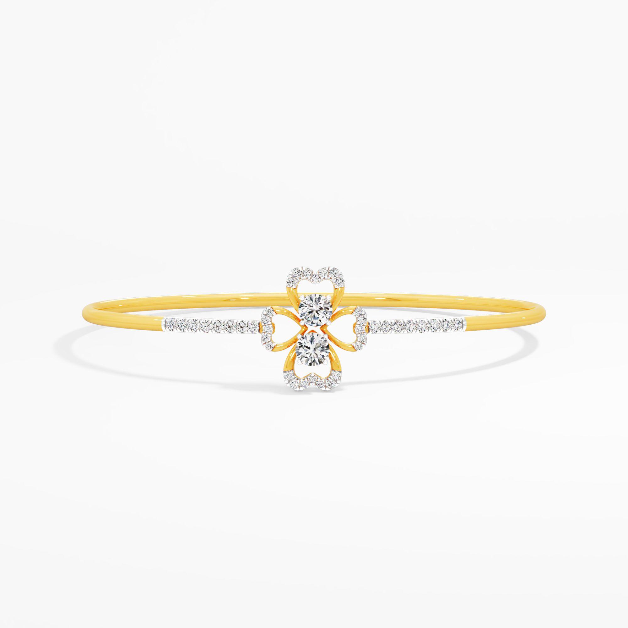 Duet Solitaire Clover Diamond Bangle