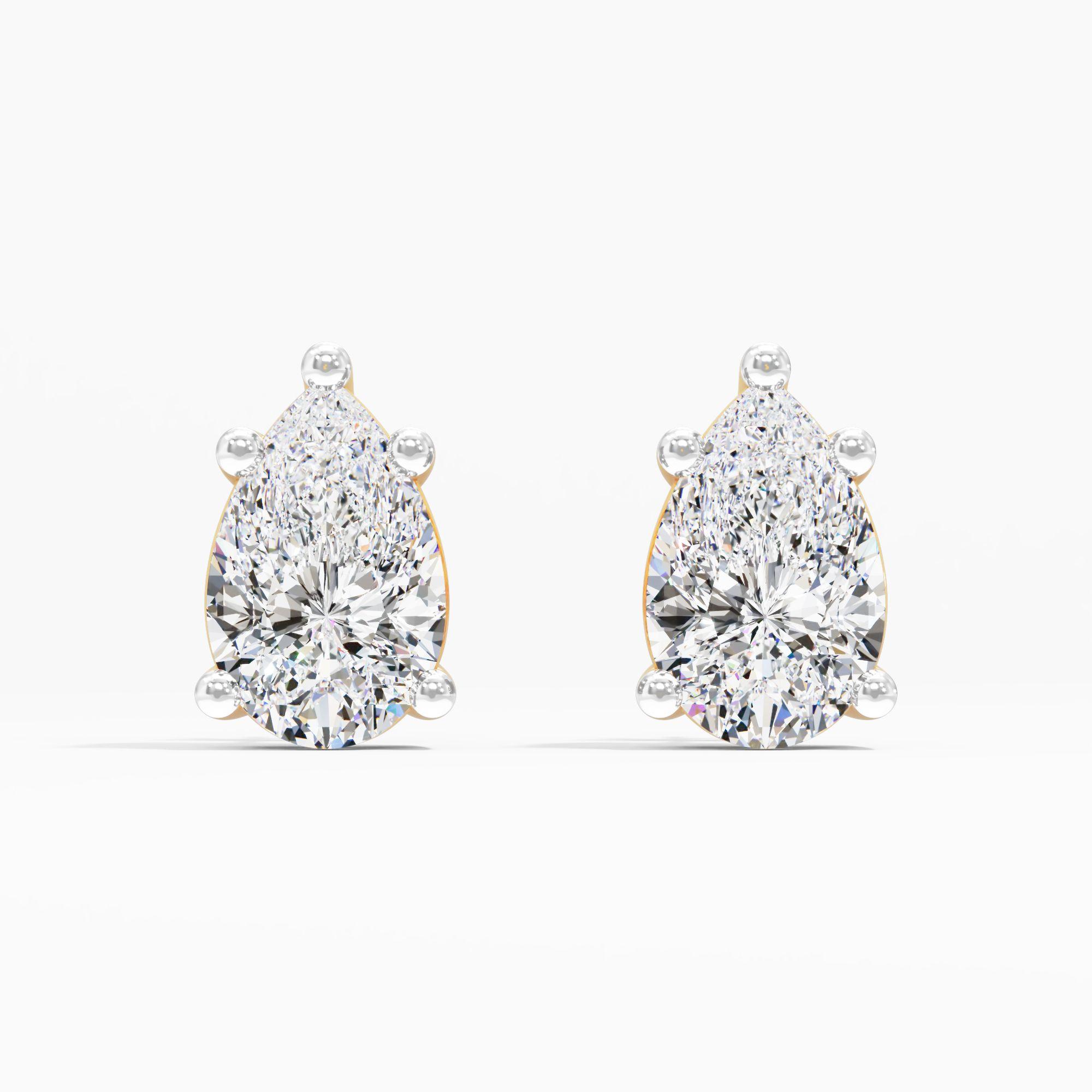 Pear Solitaire Diamond Stud Earrings