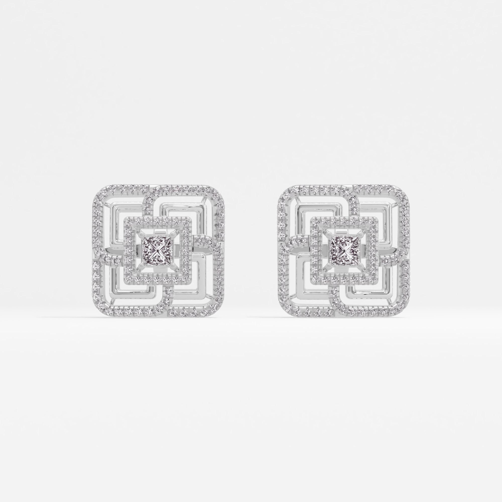 Square Weave Solitaire Stud Earrings Deluxe