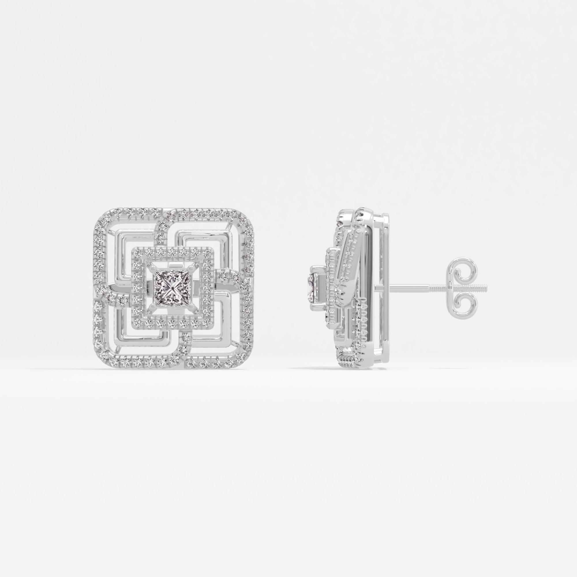 Square Weave Solitaire Stud Earrings Deluxe