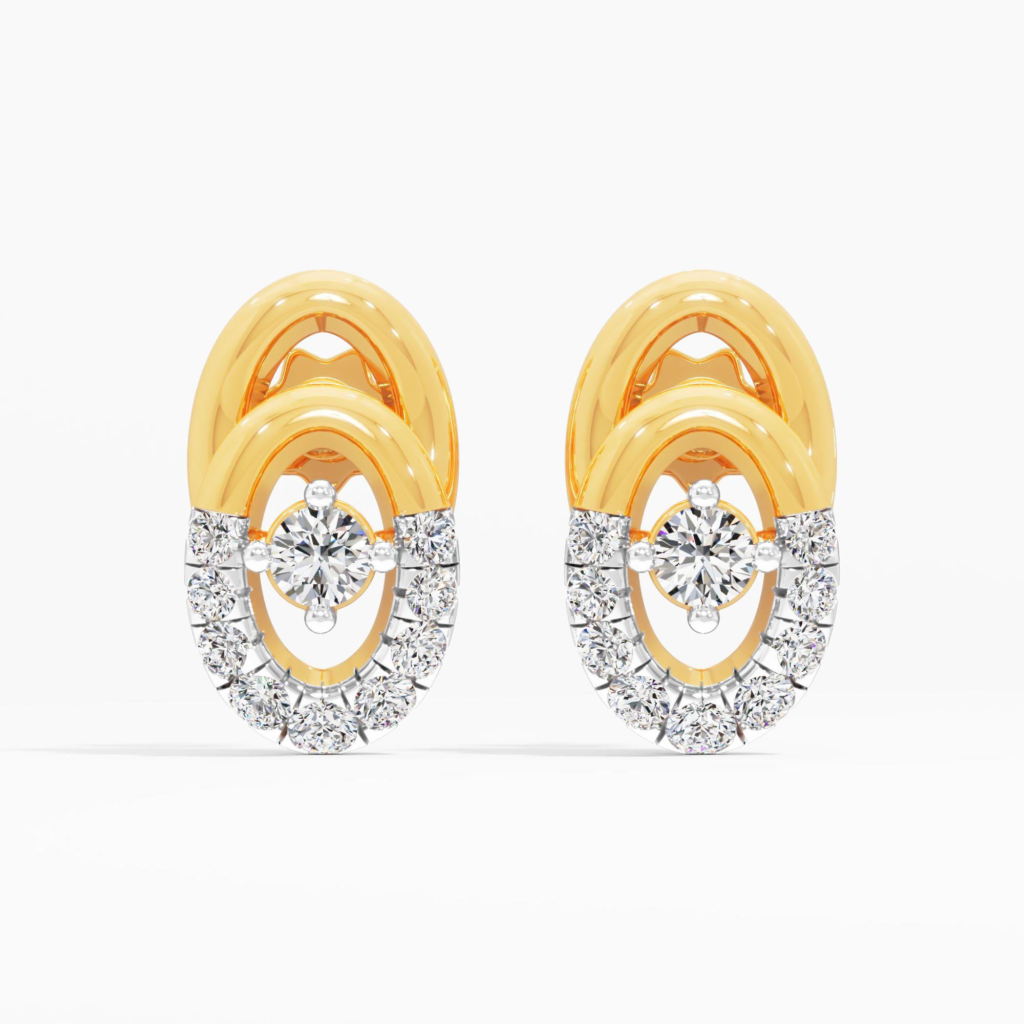 Elliptica Floating Oval Stud Earrings