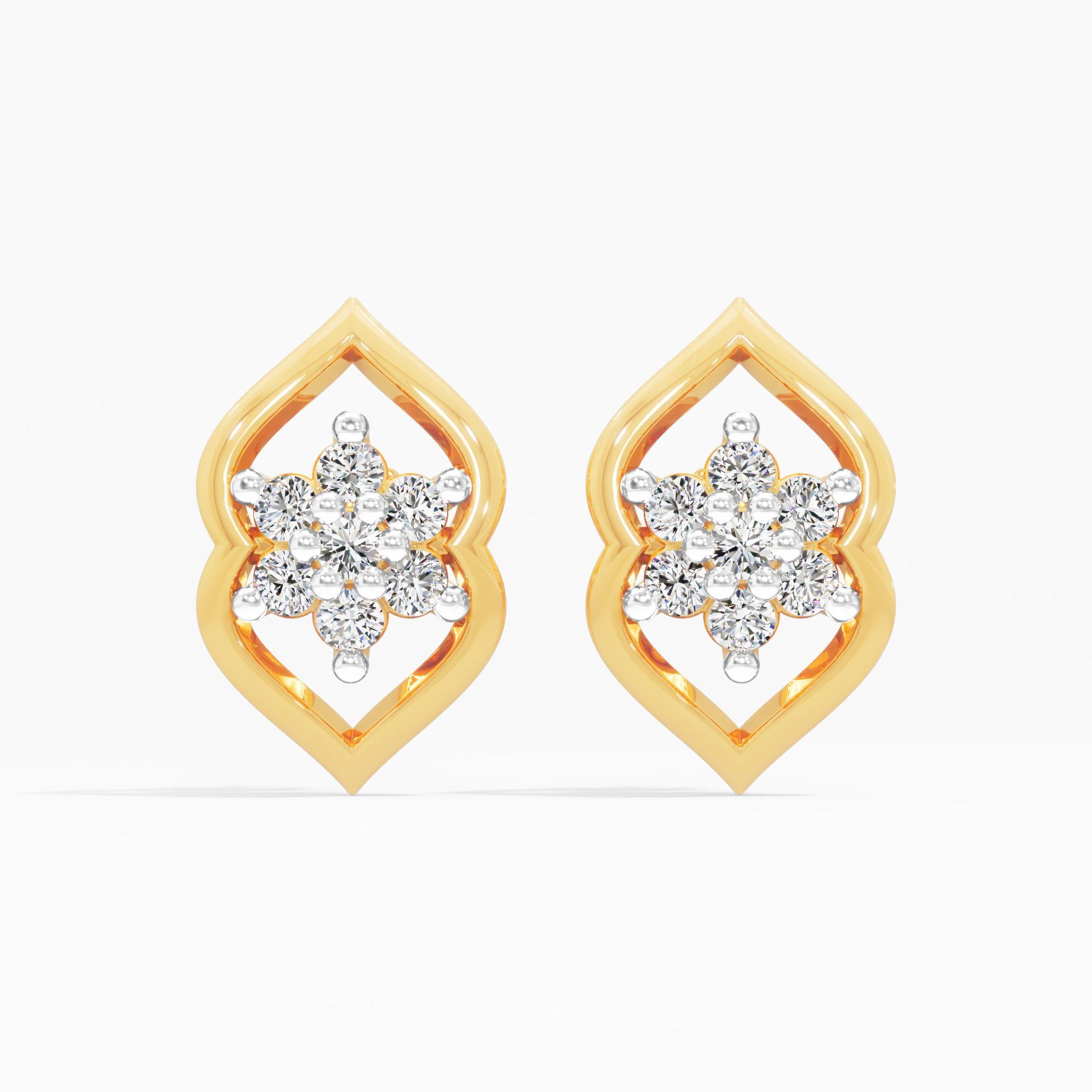Leaf Frame Stud Earrings