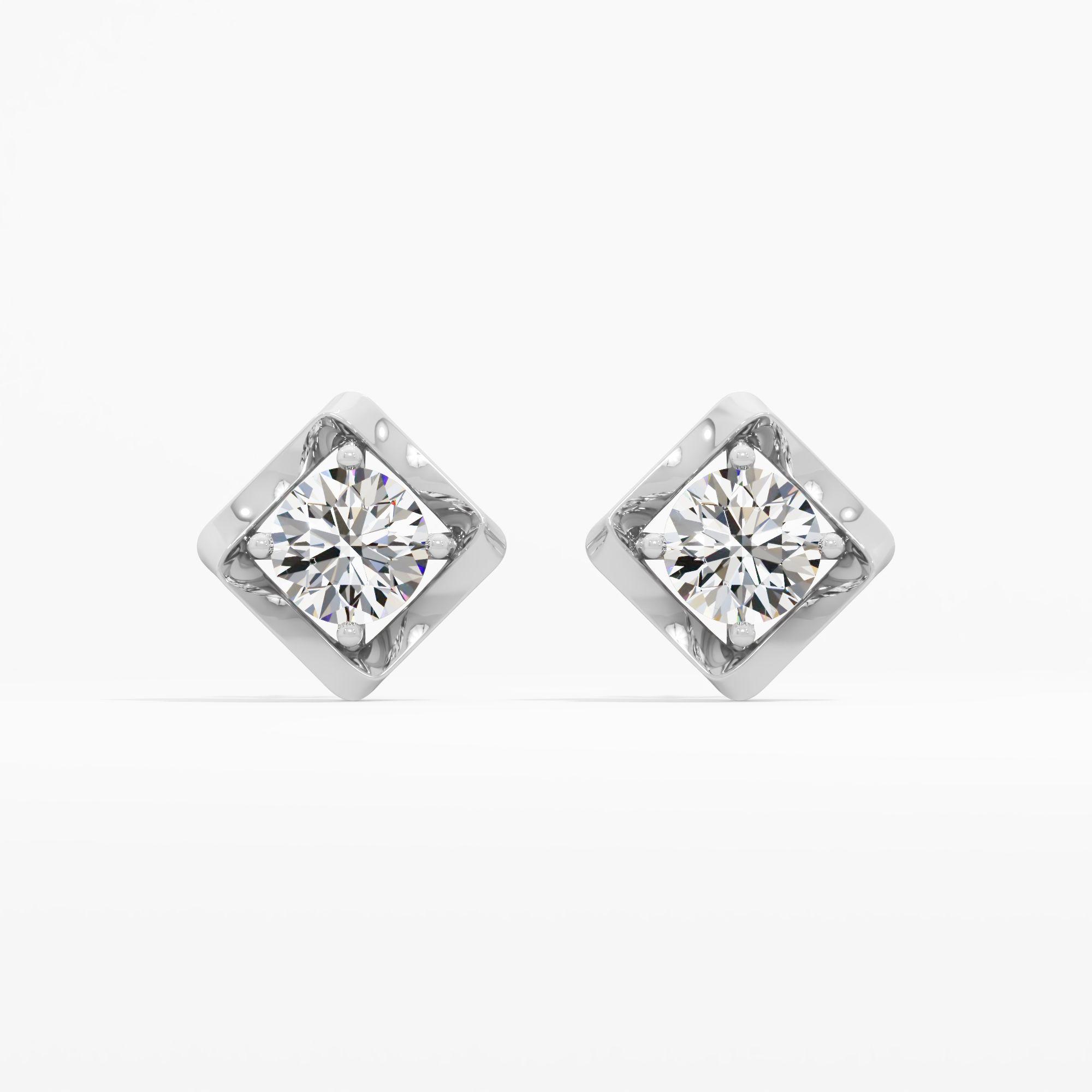 Lozenge Solitaire Stud Earrings