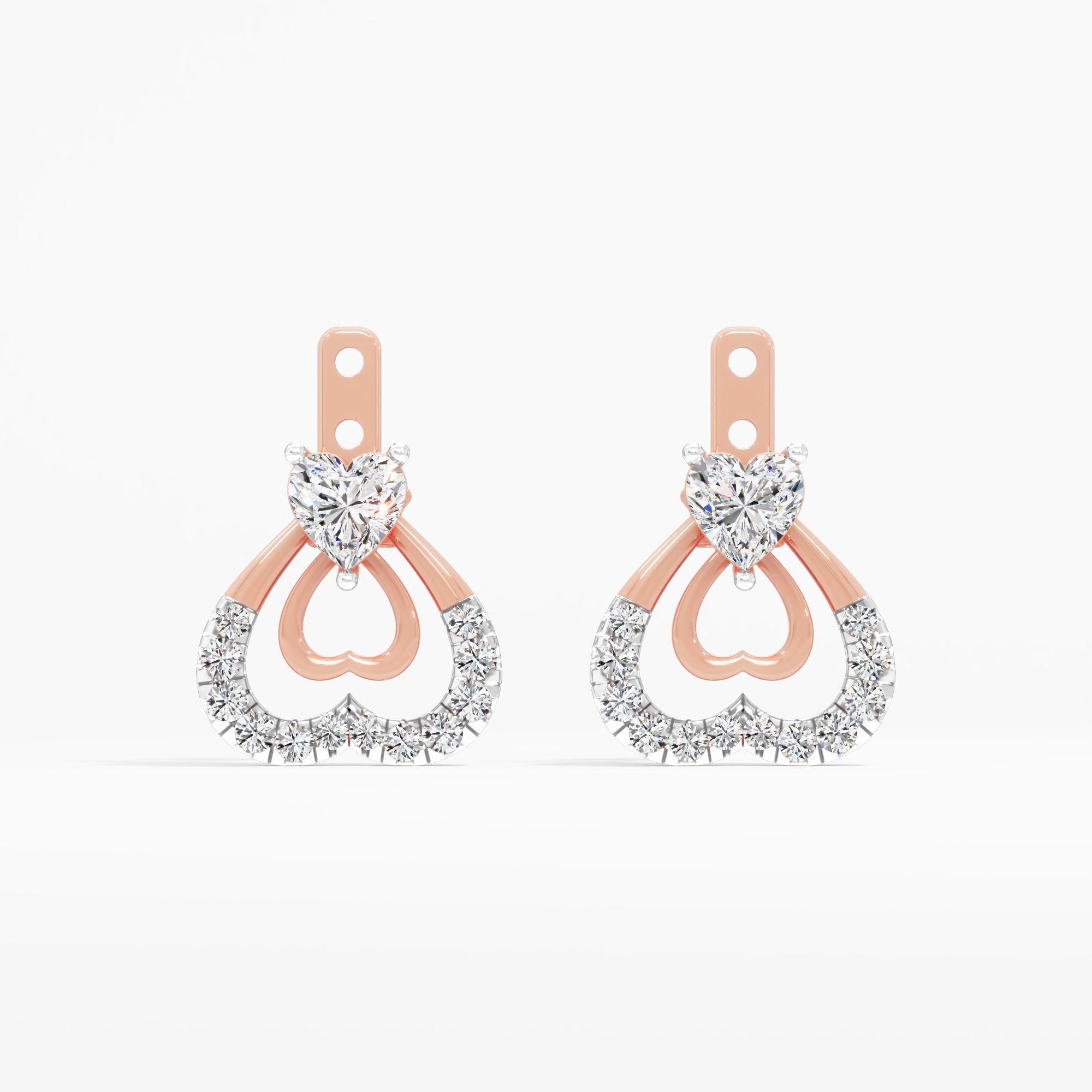 Nested Heart Solitaire Drop Earrings