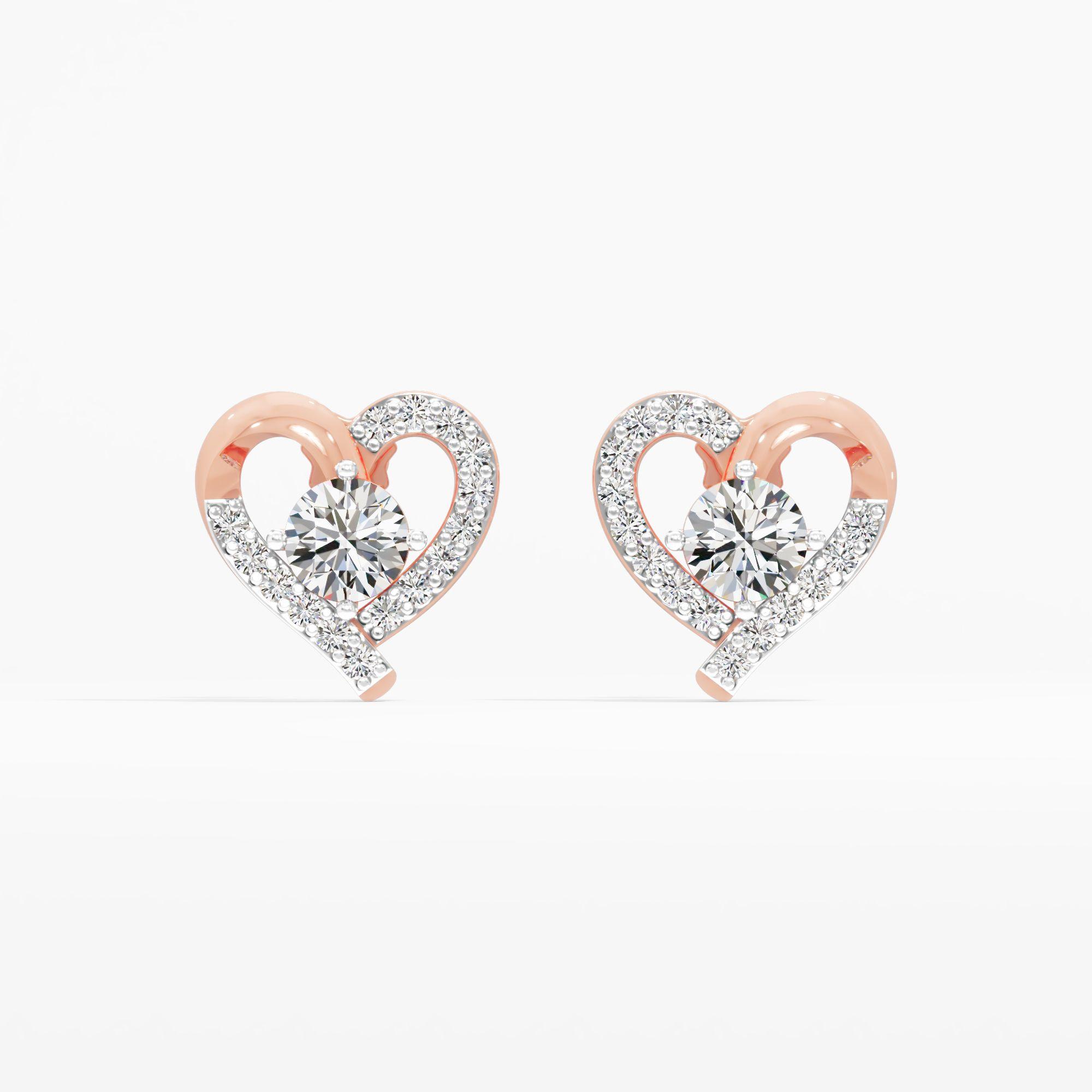 Arched Heart Stud Earrings