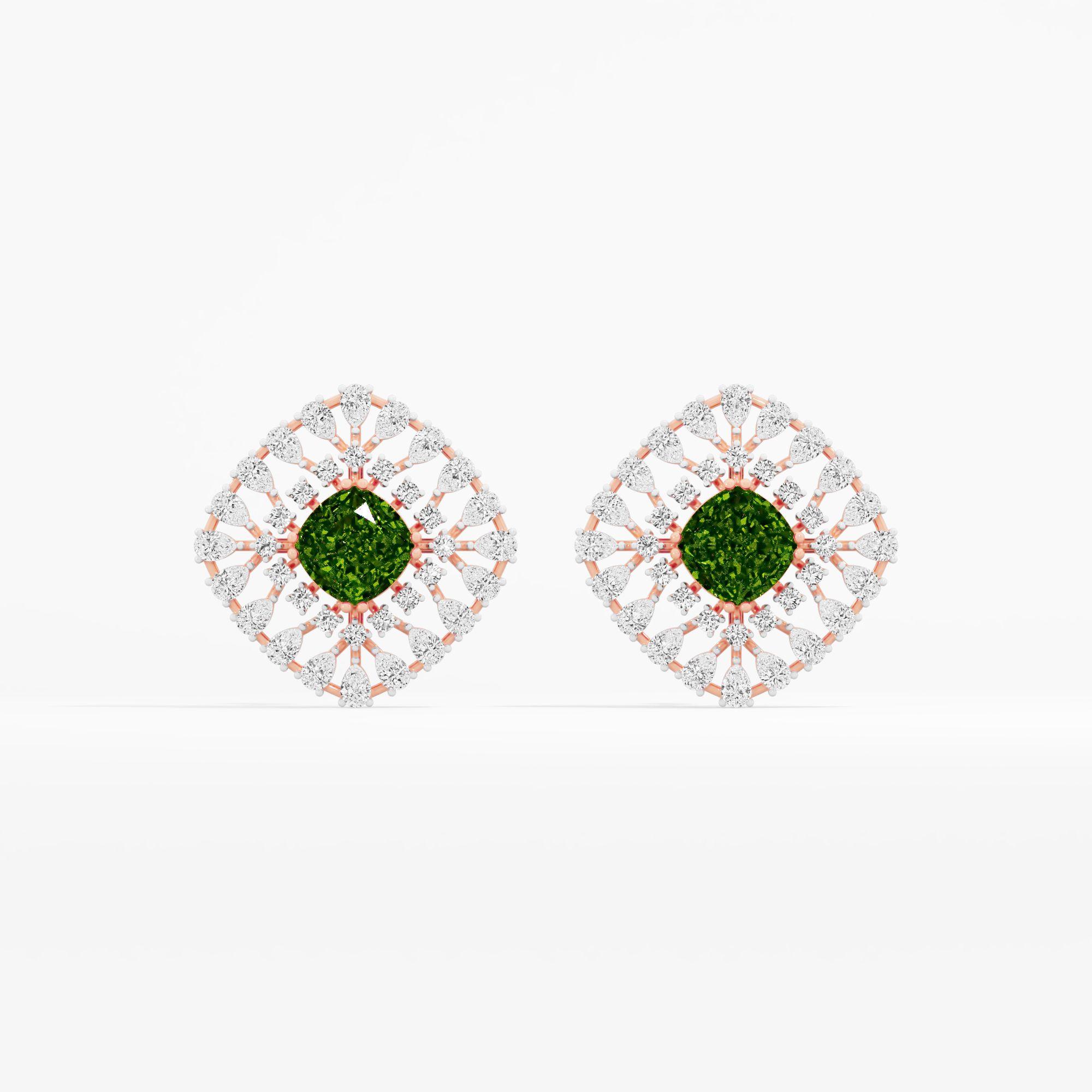 Peridot Bloom Emerald Stud Earrings