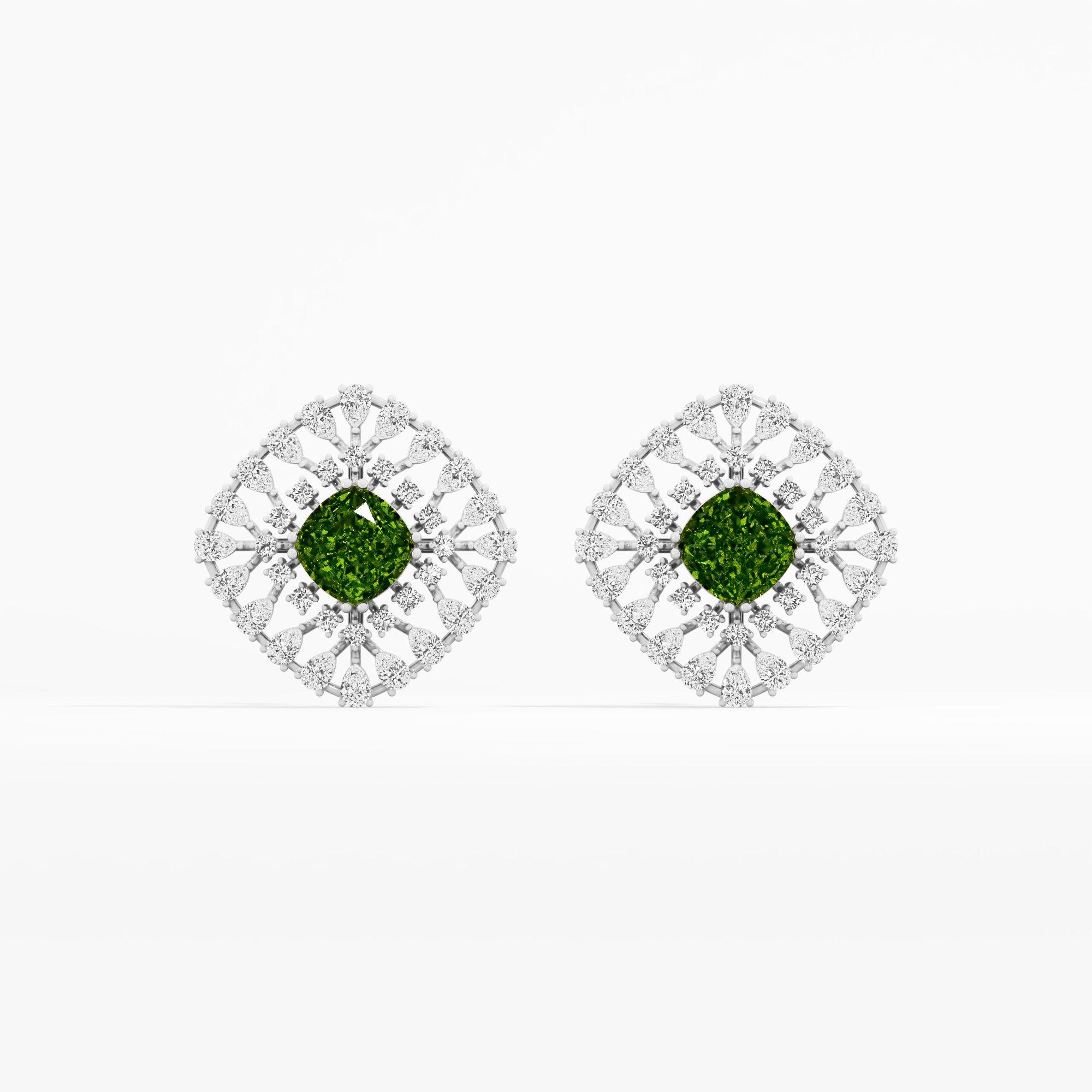 Peridot Bloom Emerald Stud Earrings