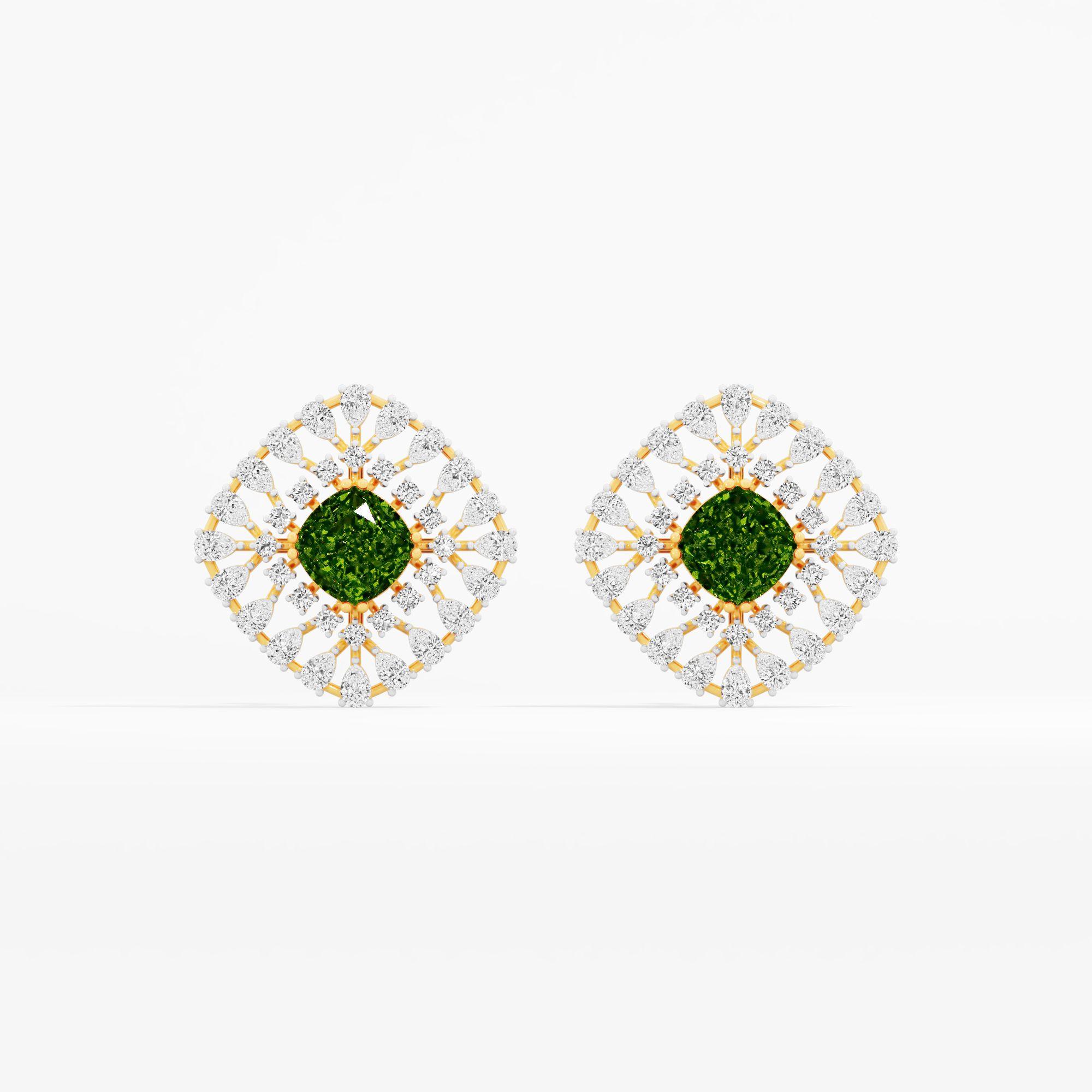 Peridot Bloom Emerald Stud Earrings