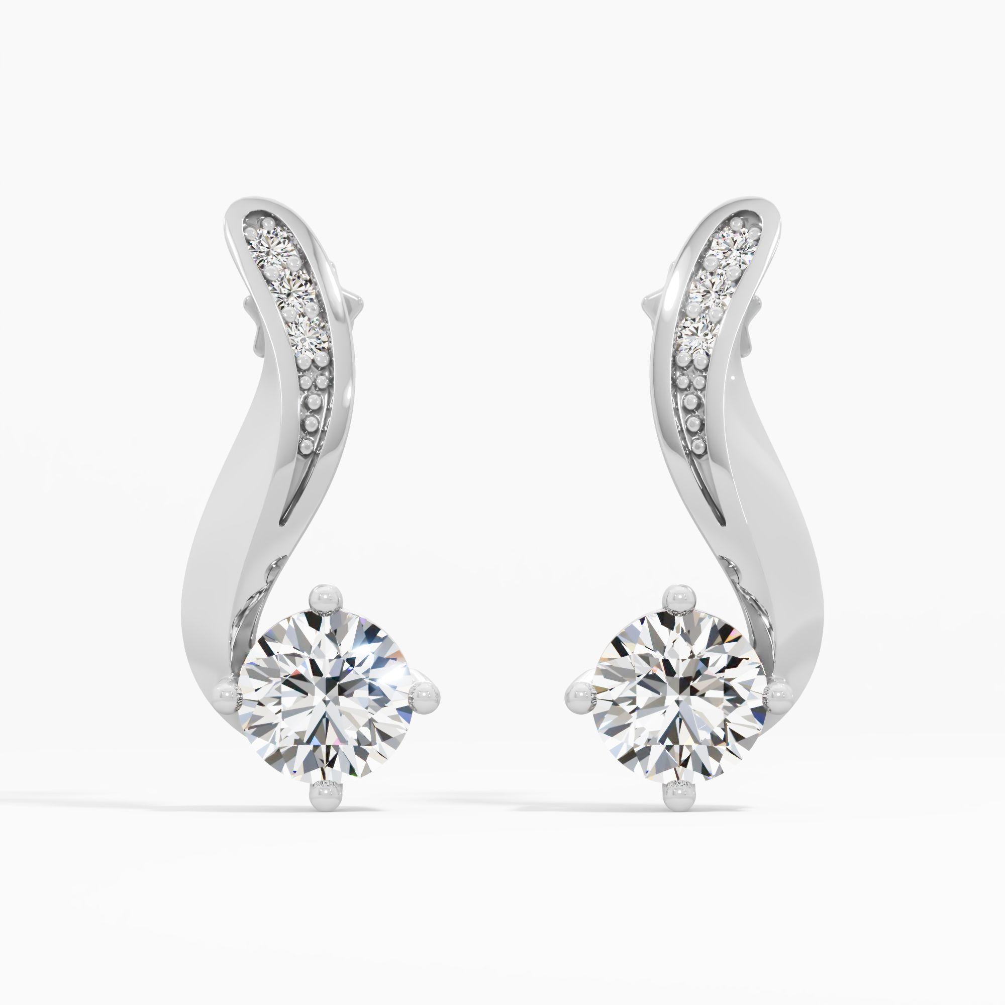 Radiant Curve Solitaire Drop Earrings