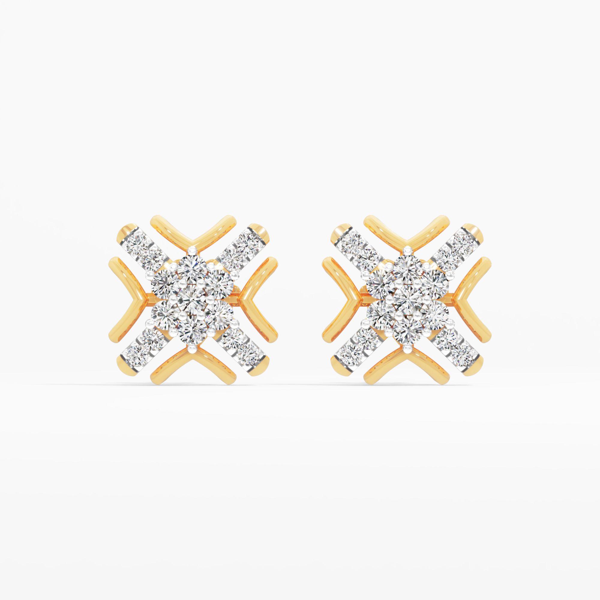 Cross Bloom Cluster Stud Earrings
