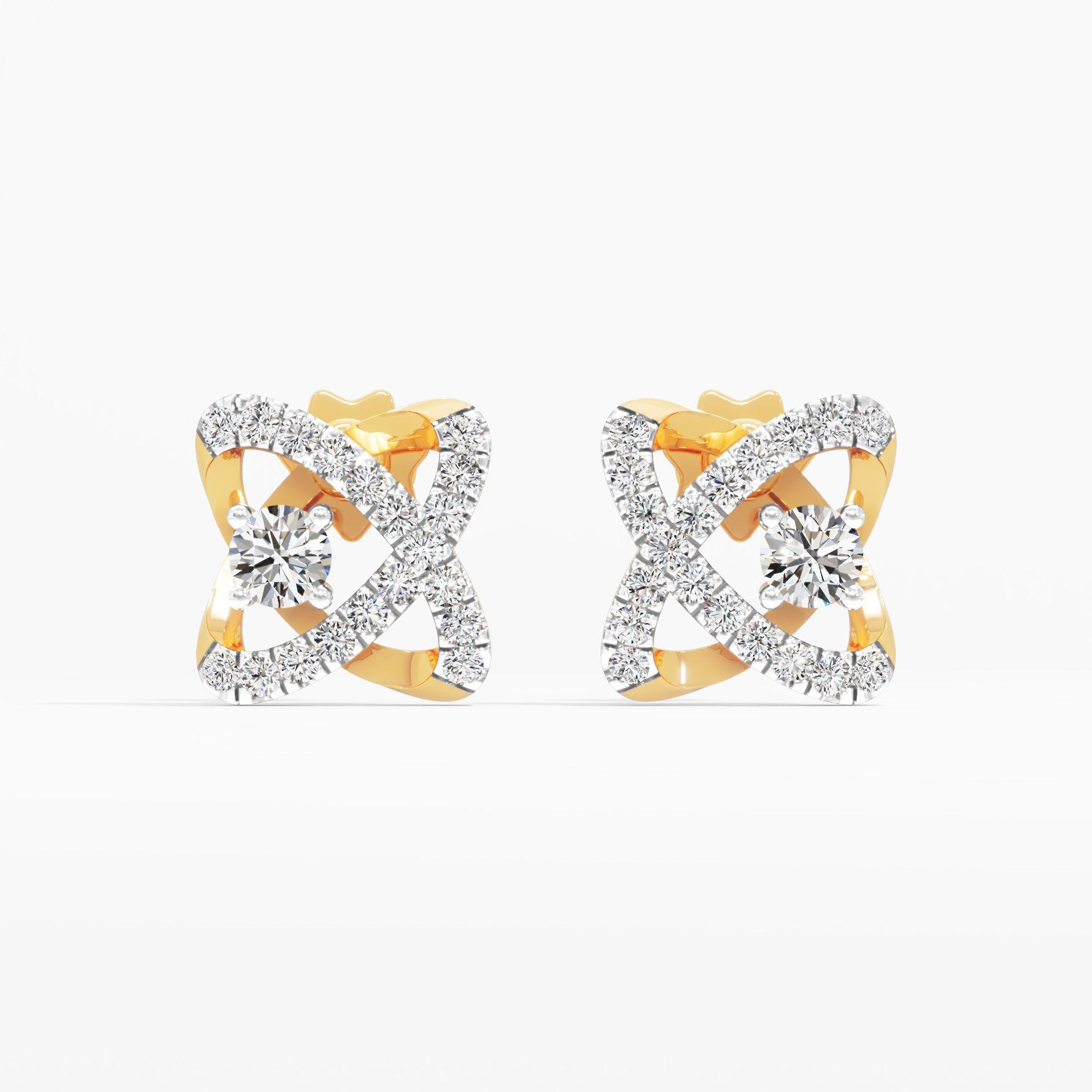 Entwined Knot Solitarie Stud Earrings