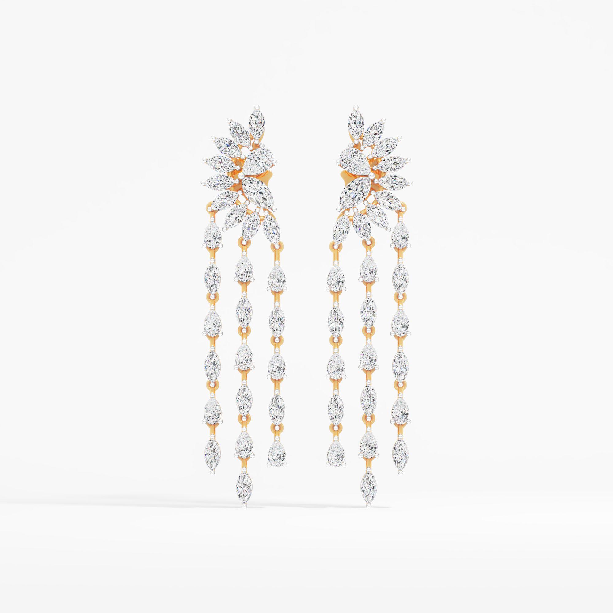 Floral Cluster Fringe Dangle Earrings