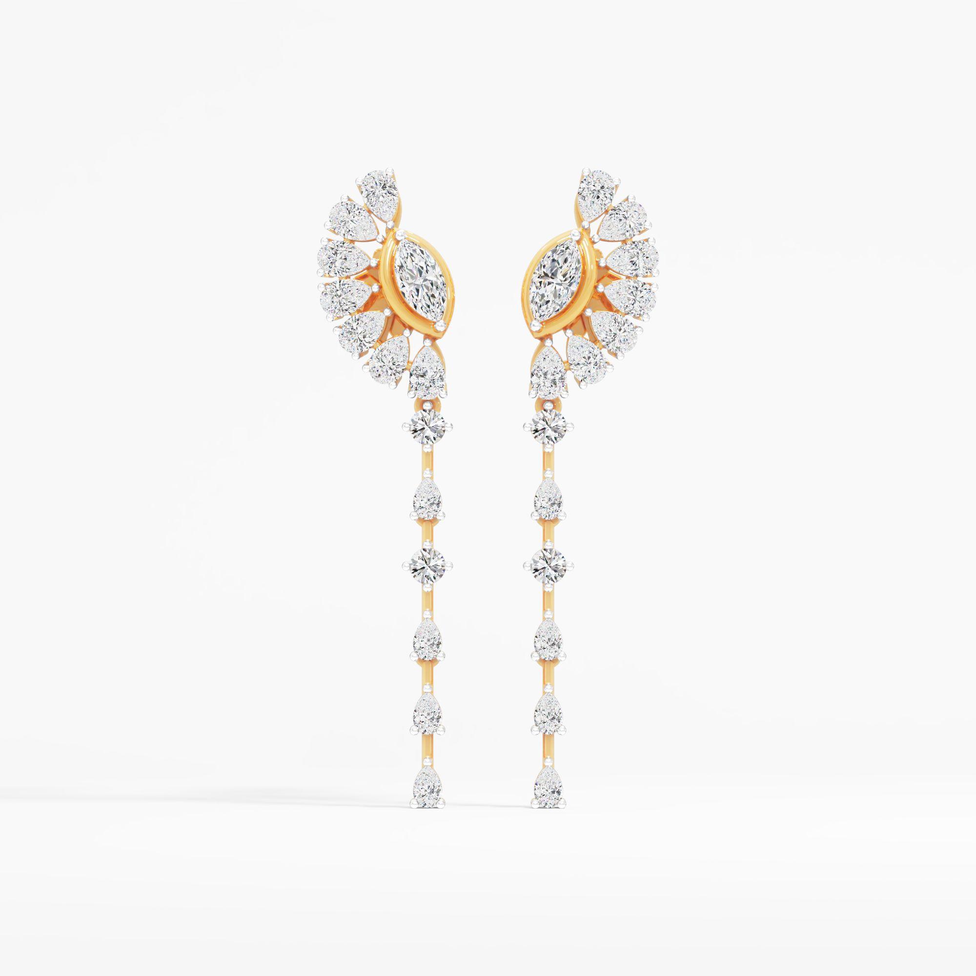 Marquise Fan Solitaire Dangle Earrings