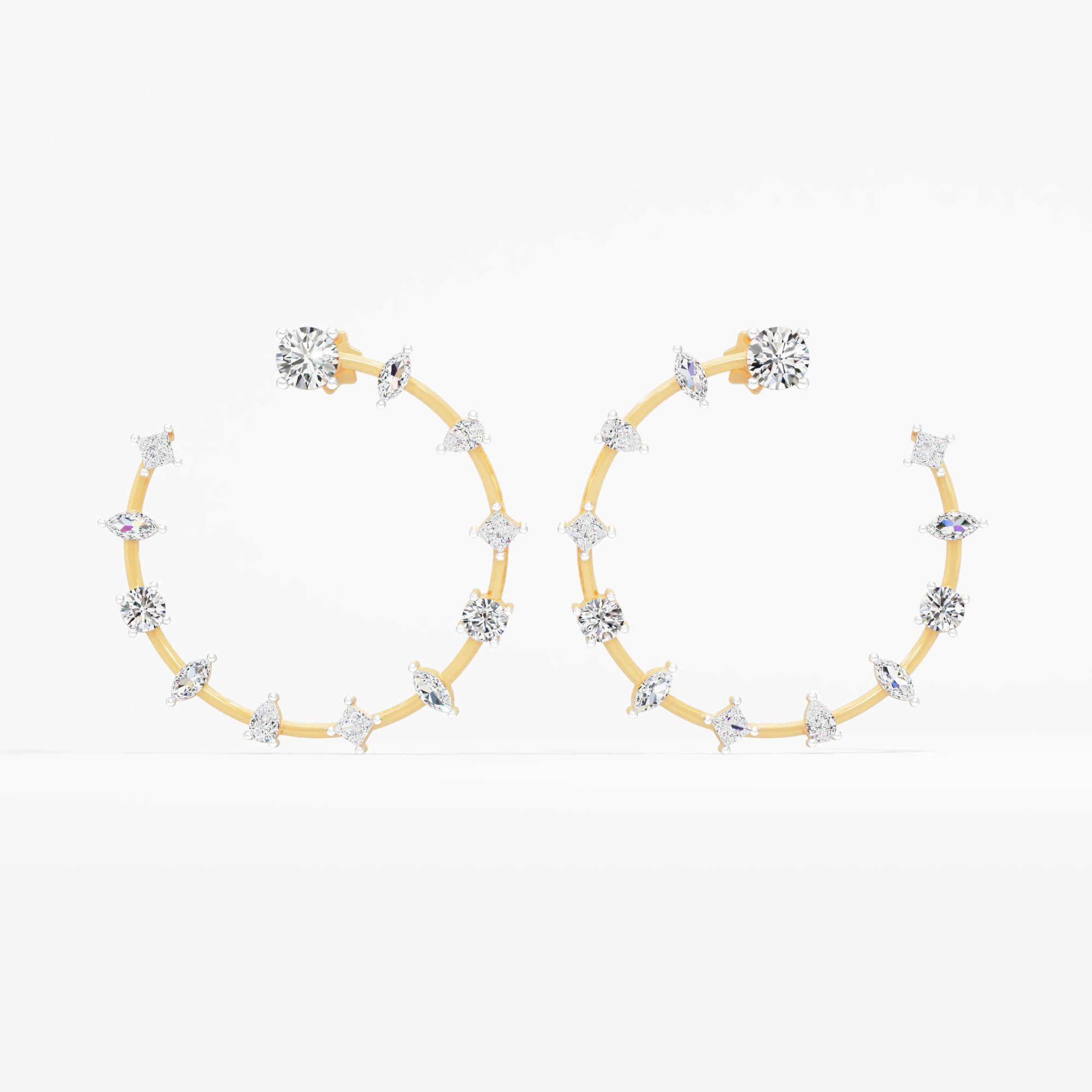 Elegant Stone Set Hoop Earrings