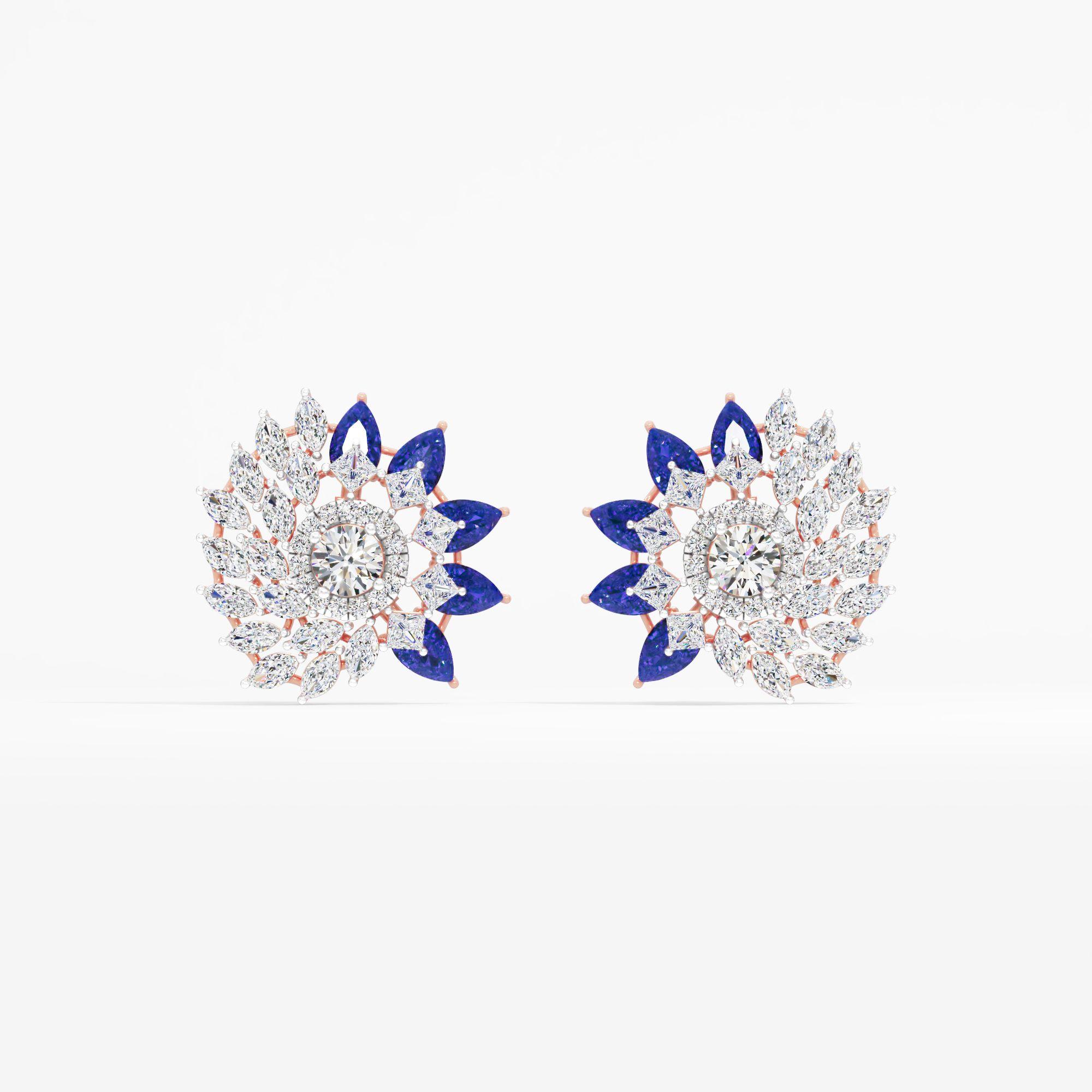 Spiral Sapphire Stud Earrings