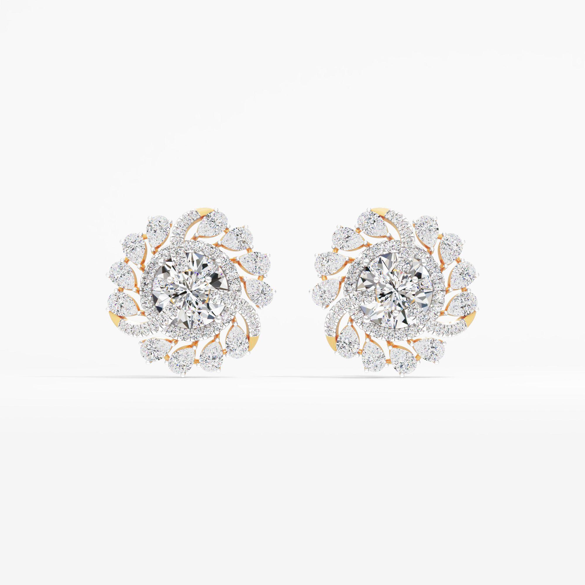 Spiral Bloom Solitaire Stud Earrings