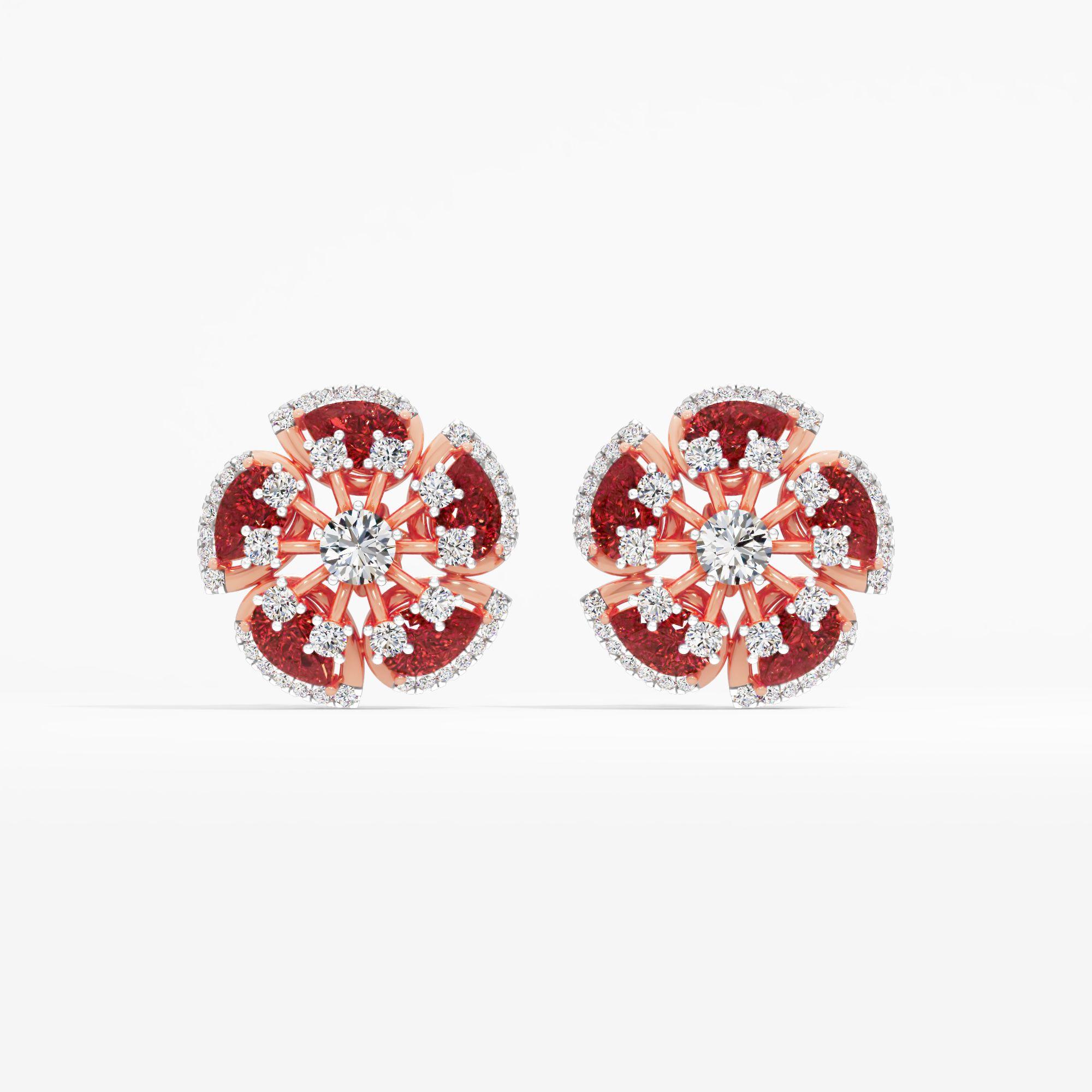 Starburst Ruby Stud Earrings