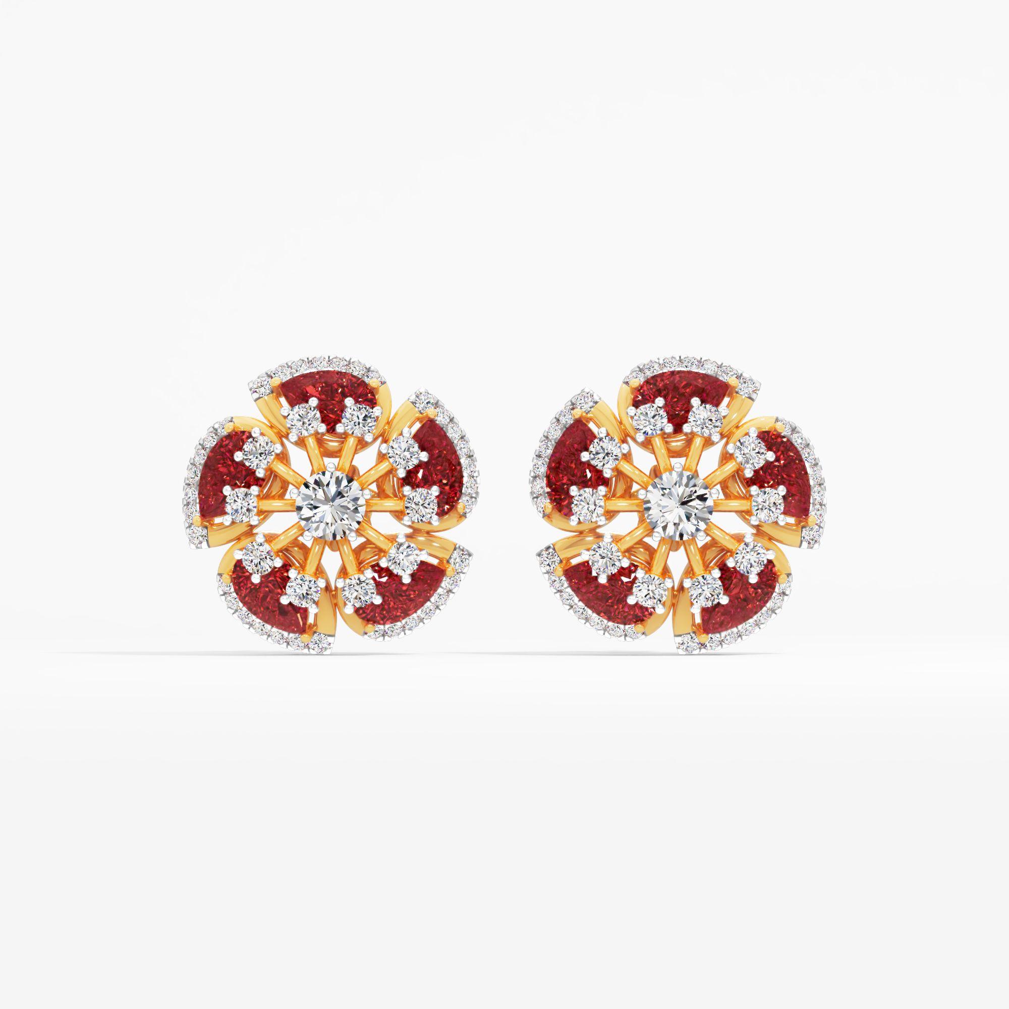 Starburst Ruby Stud Earrings