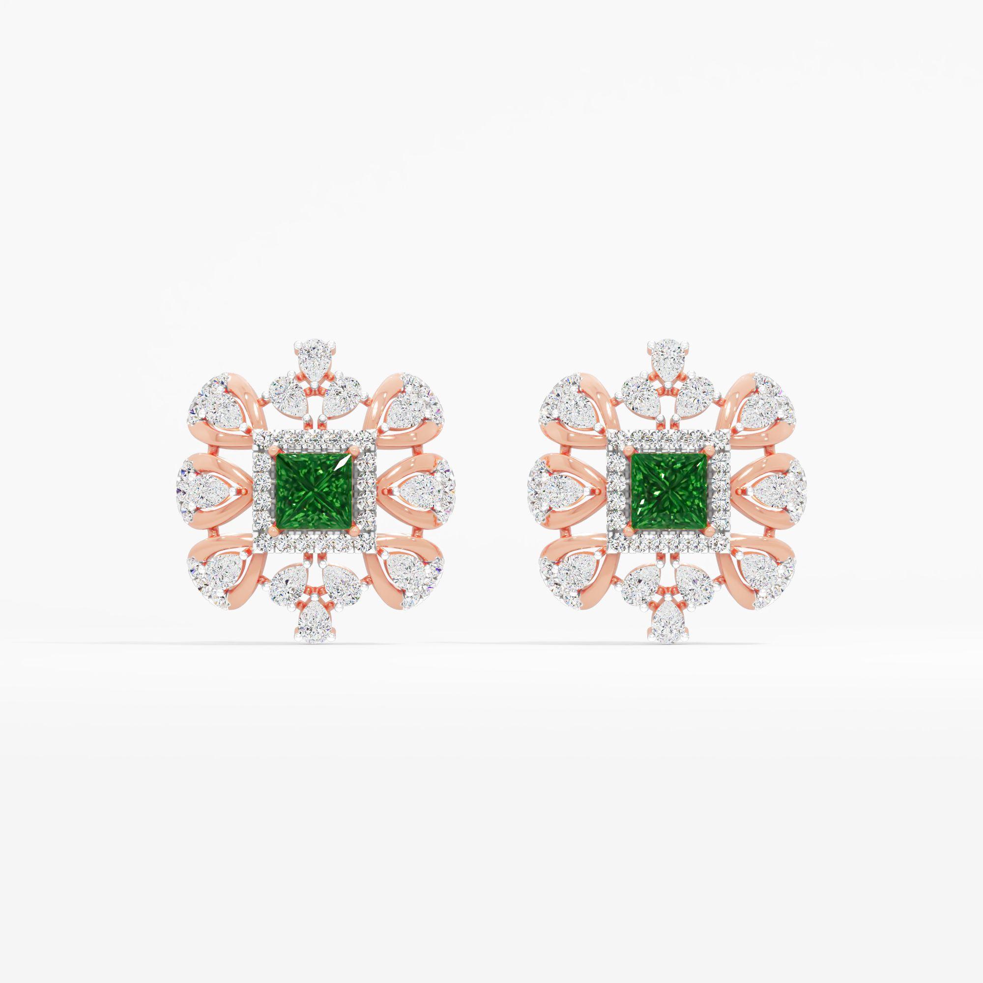 Princess Emerald Stud Earrings