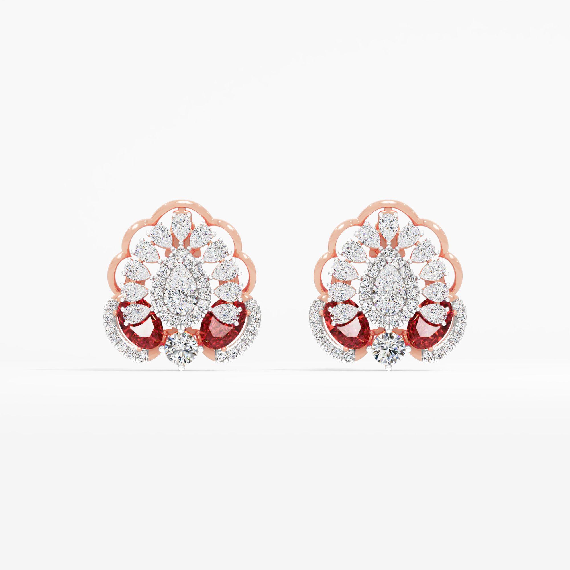 Crest Ruby Stud Earrings