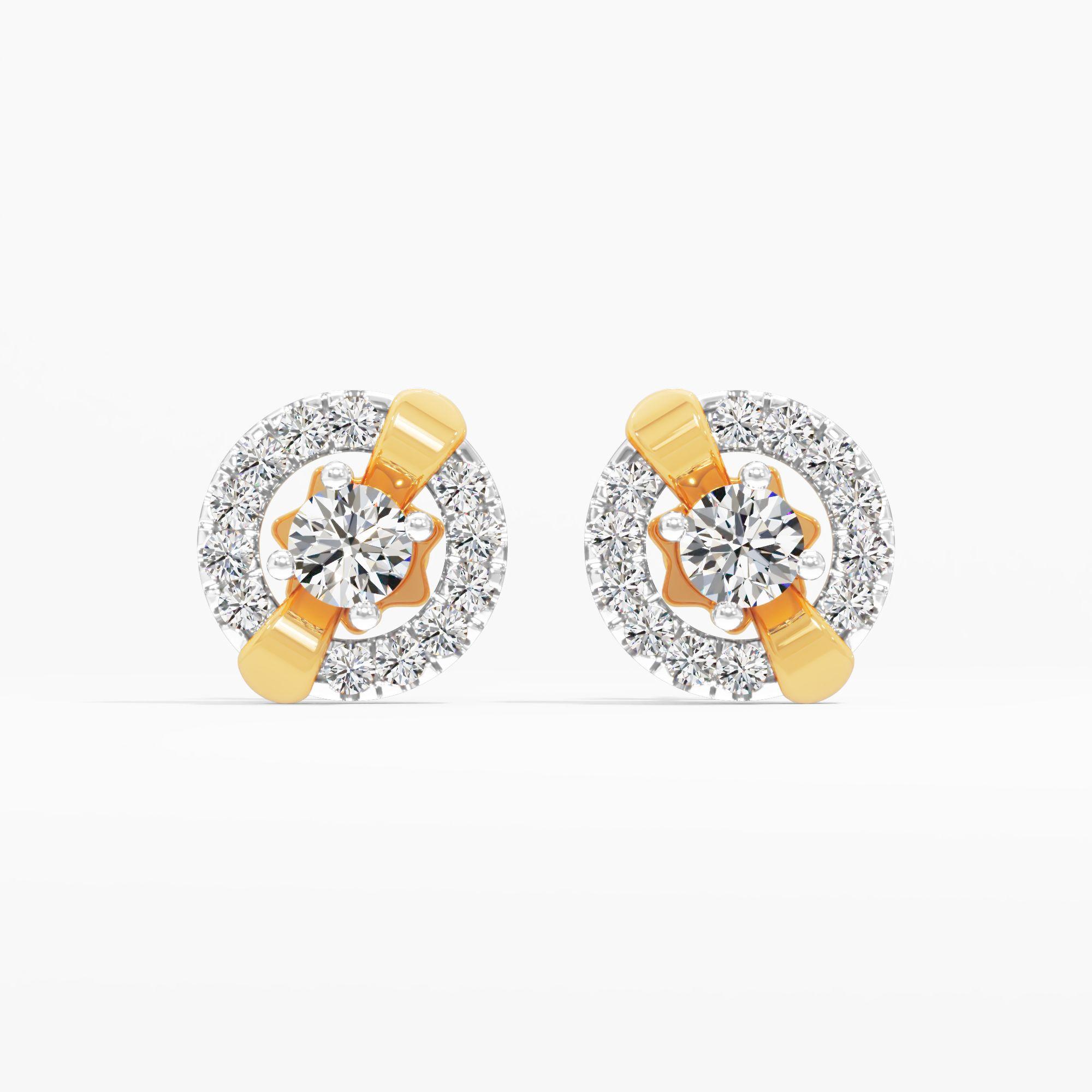 Buckle Halo Solitaire Stud Earrings