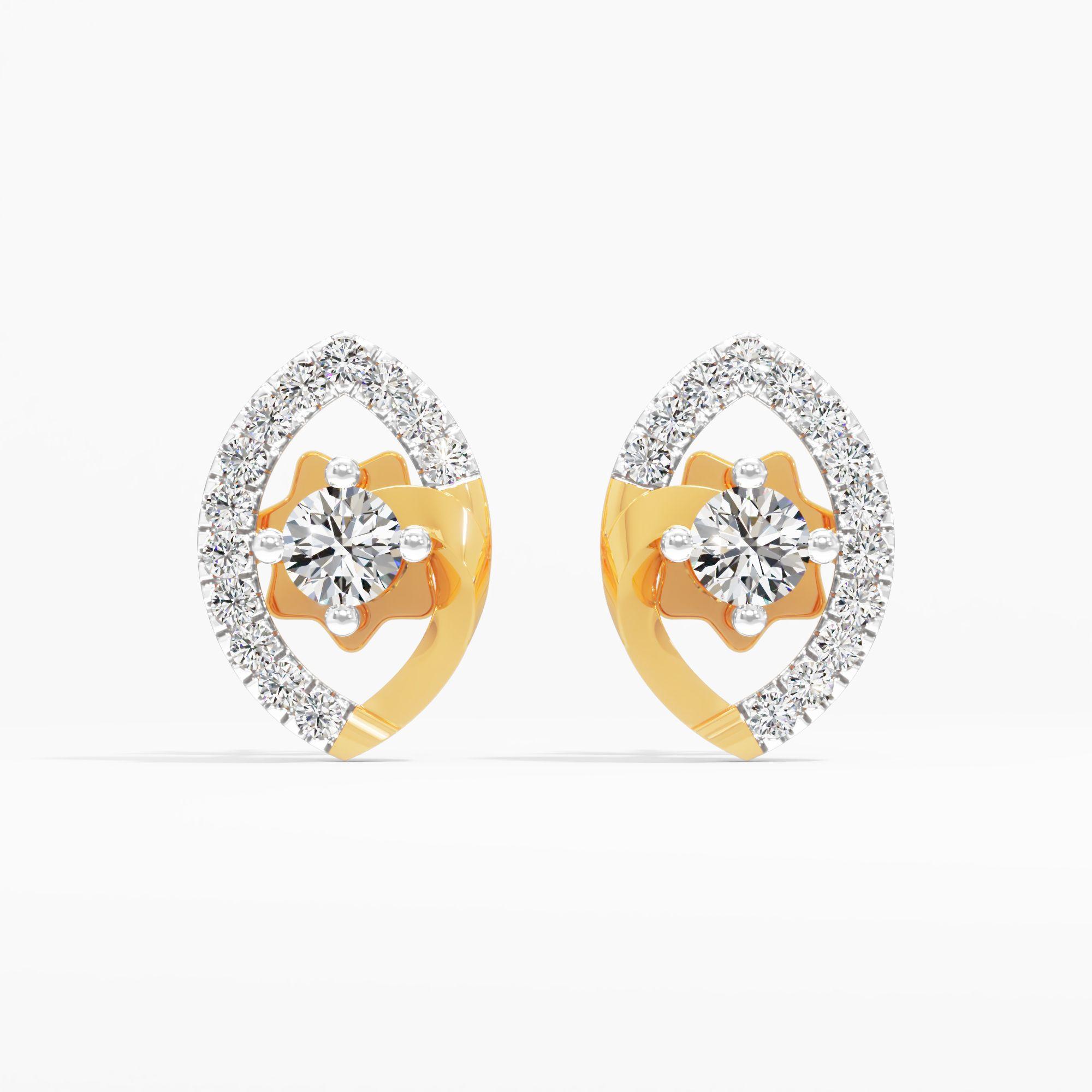 Lotus Eye Solitaire Stud Earrings