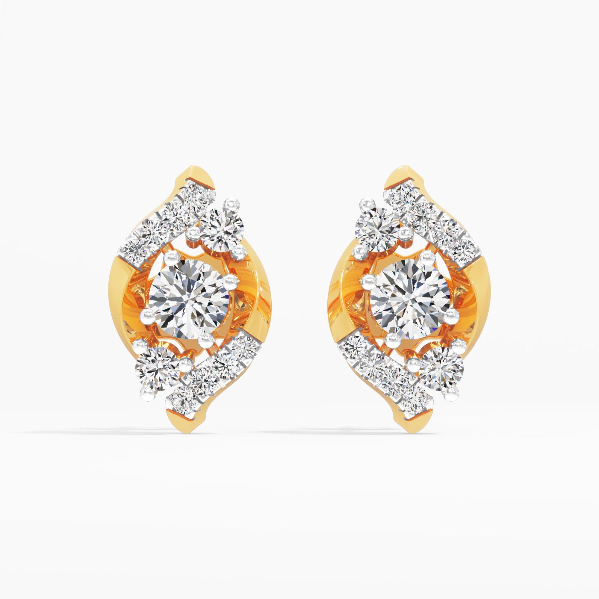 Flame Kissed Solitaire Stud Earrings
