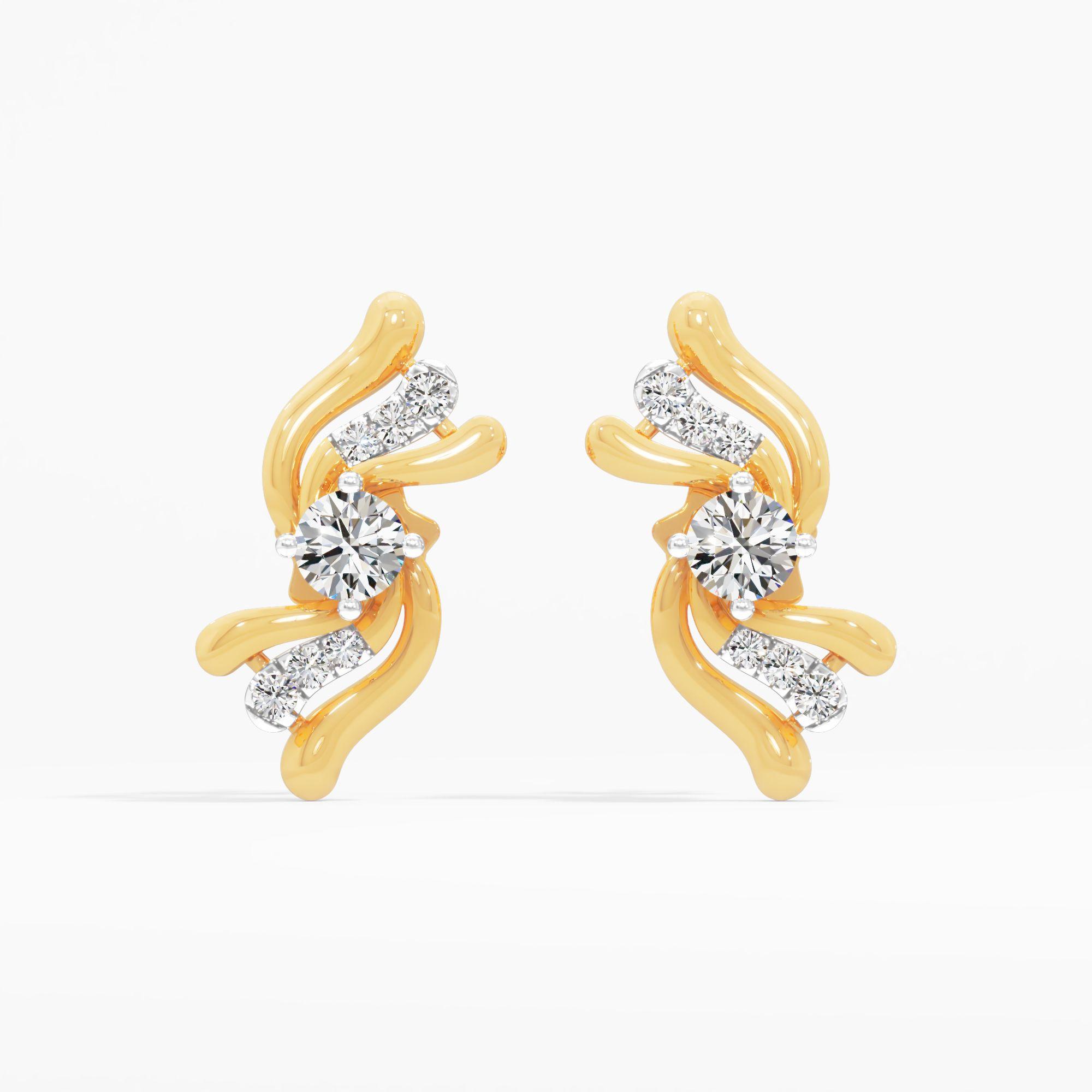 River Flow Solitaire Stud Earrings