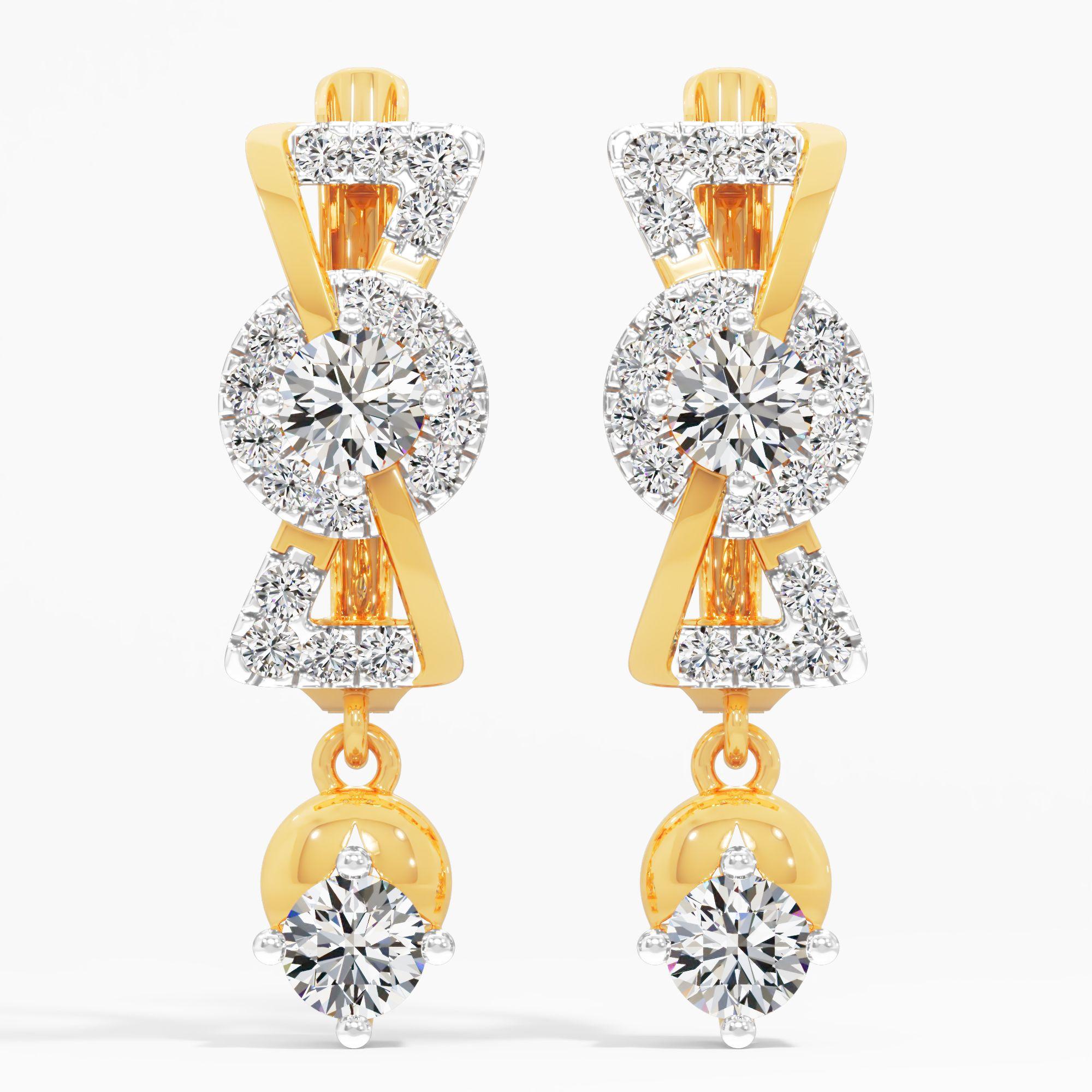 Deco Hourglass Solitaire Dangle Earrings