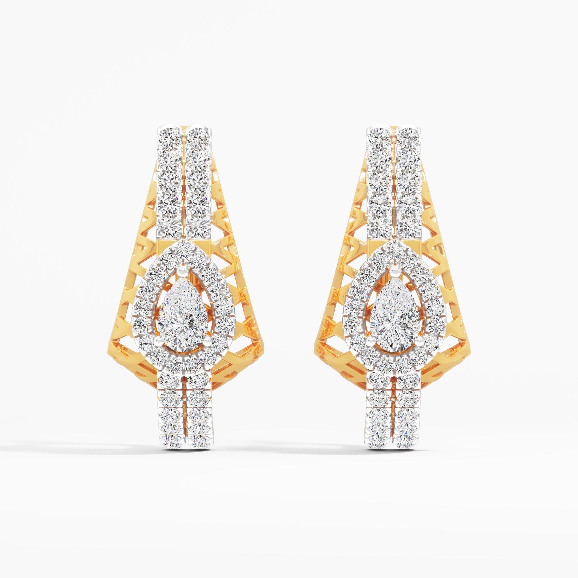 Modern Talisman Pear Huggie Earrings