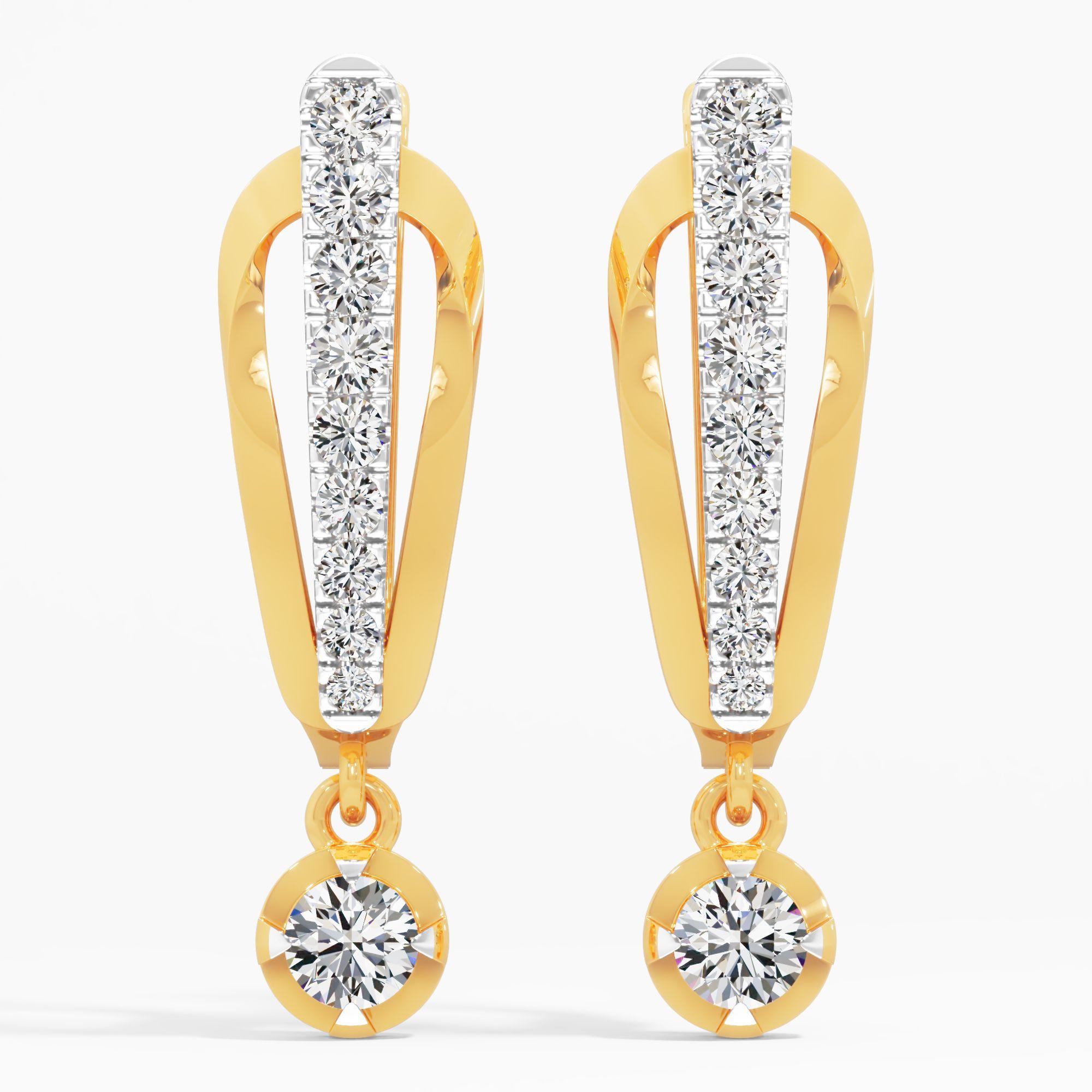Pendulum Solitaire Drop Huggie Earrings