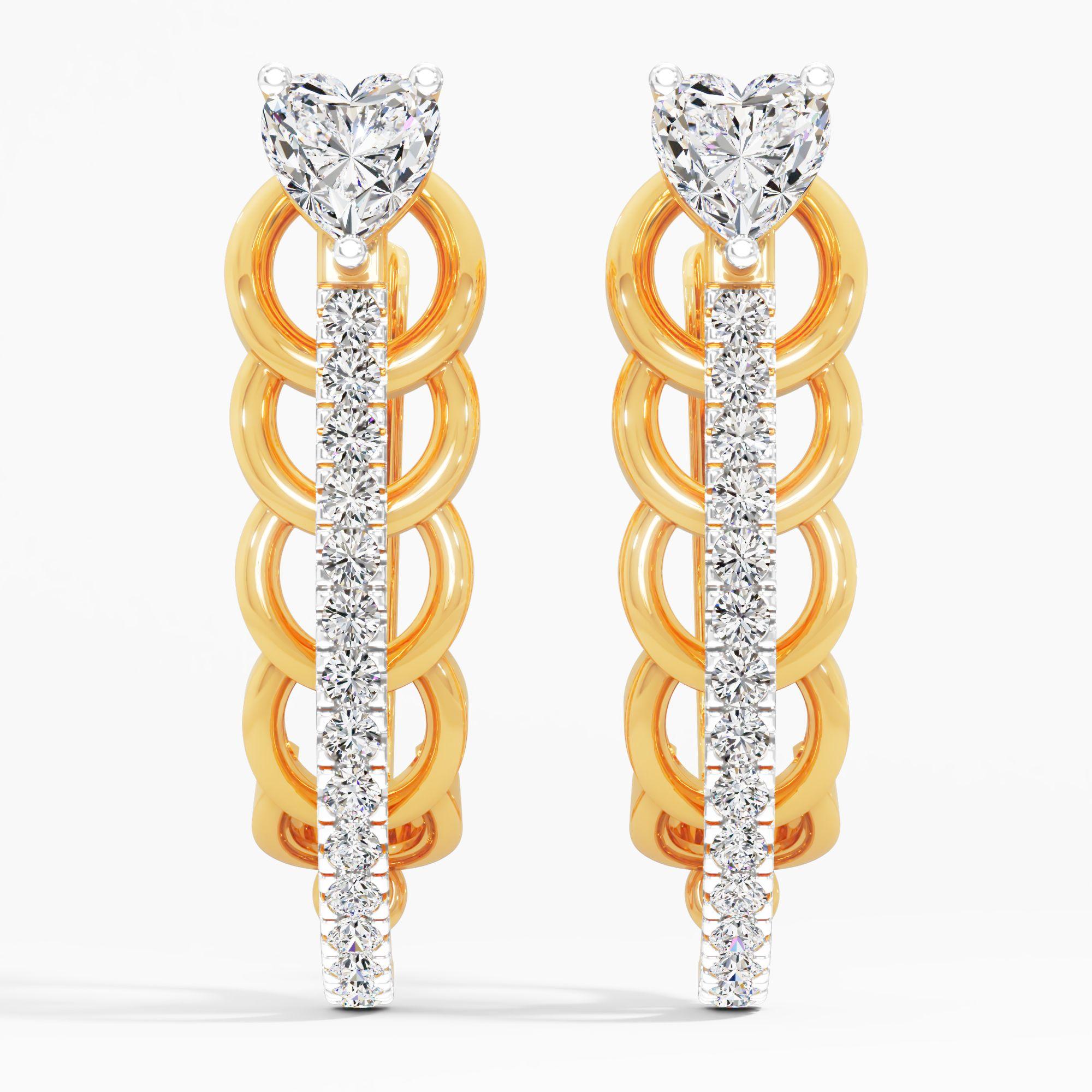 Chain of Hearts Huggie Earrings