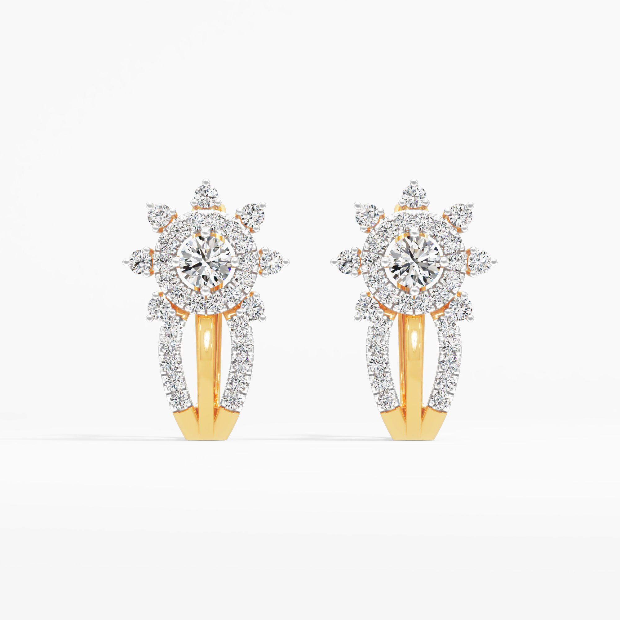 Sunflower Solitaire Huggie Hoop Earrings