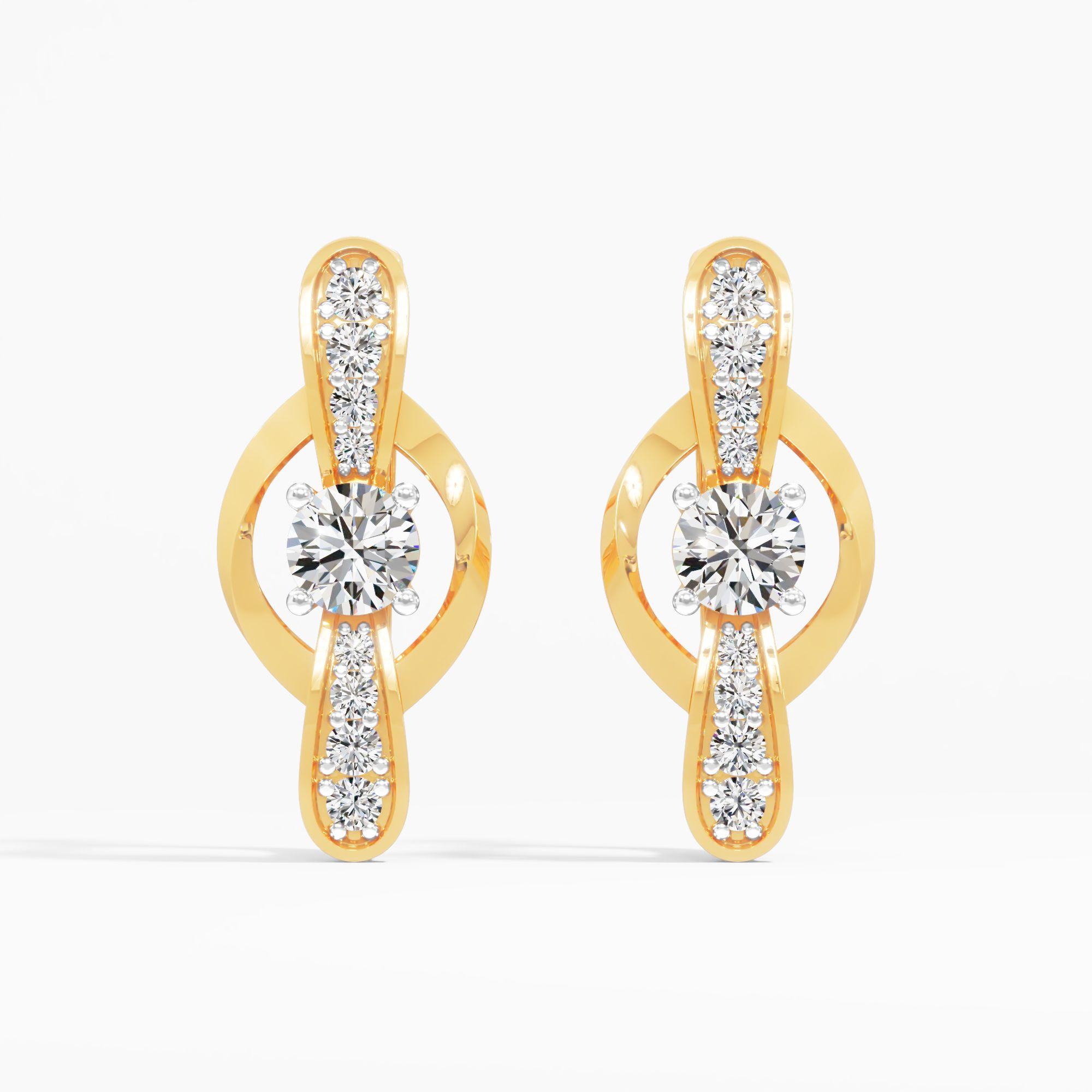 Saturn's Solitaire Huggie Earrings