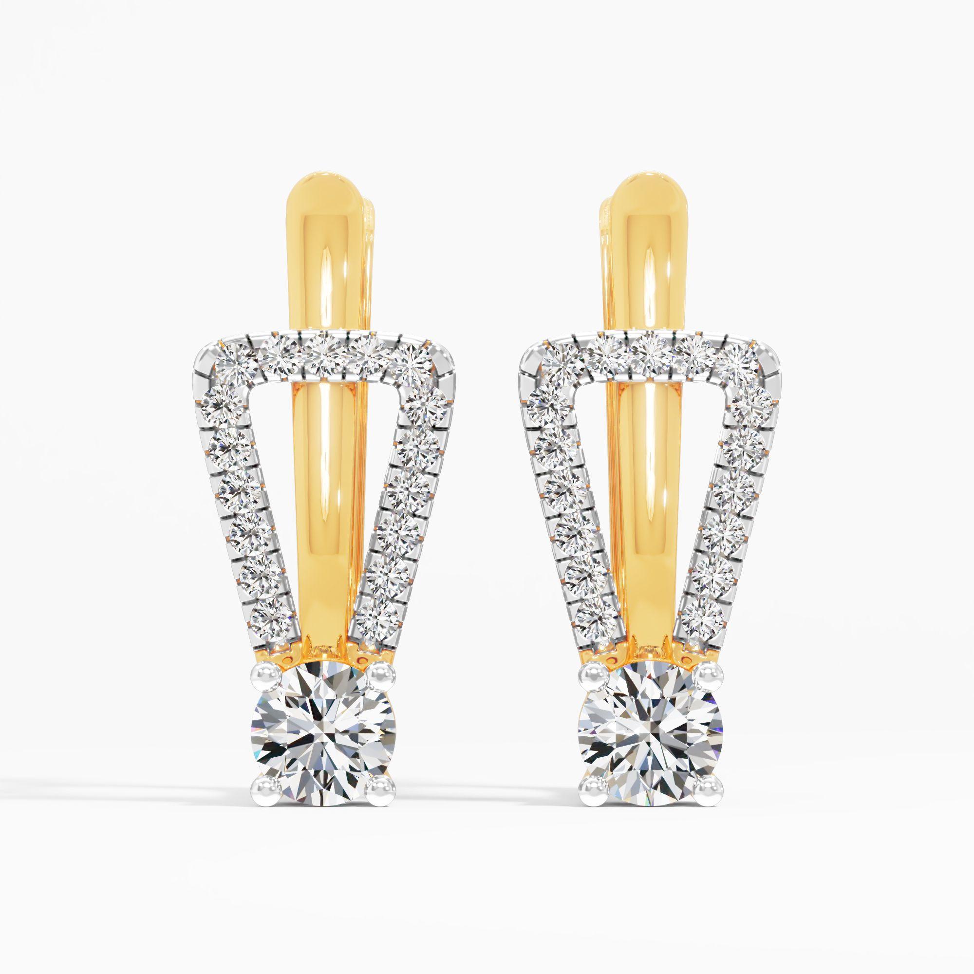 Stirrup Solitaire Huggie Earrings