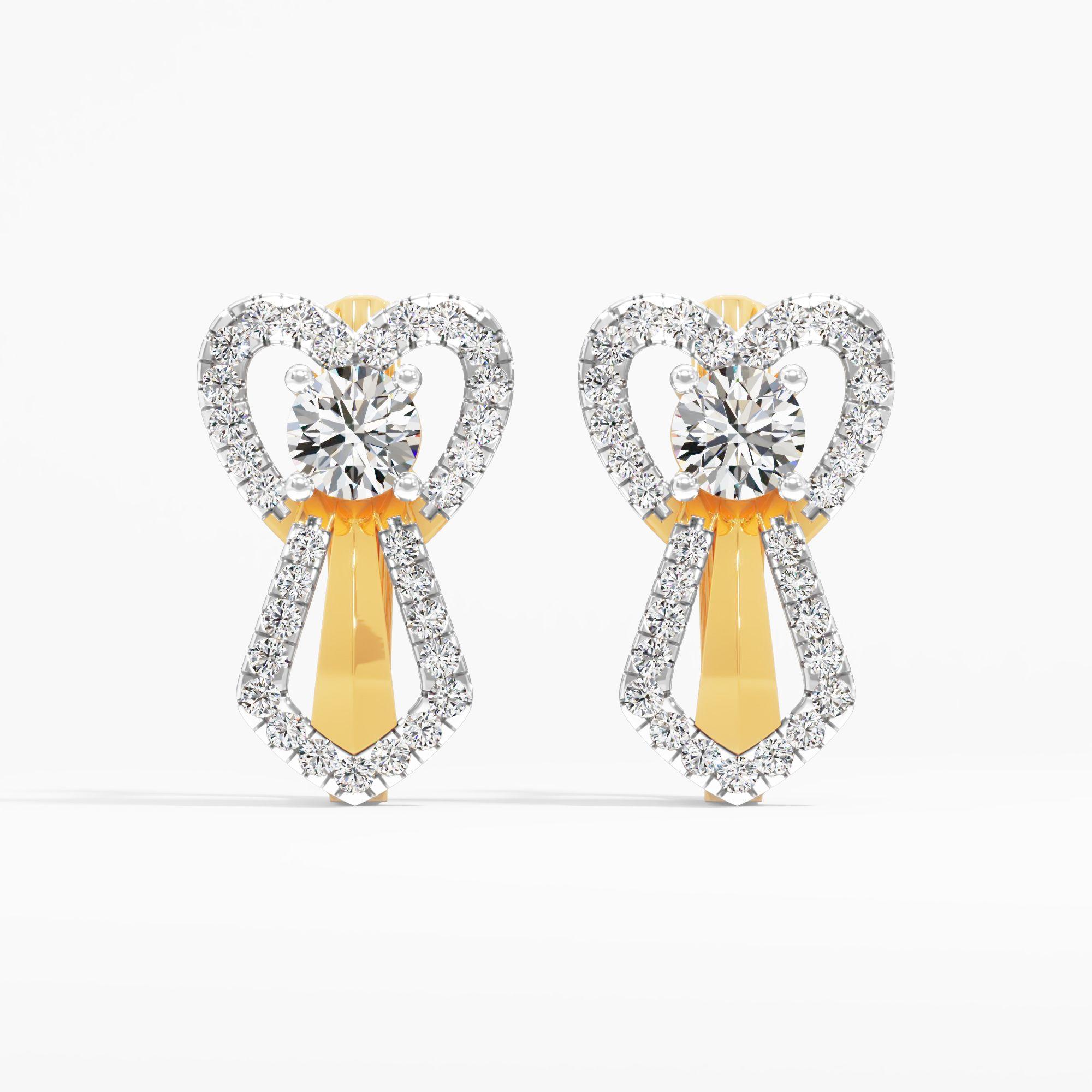 Heart Solitaire Huggie Hoop Earrings