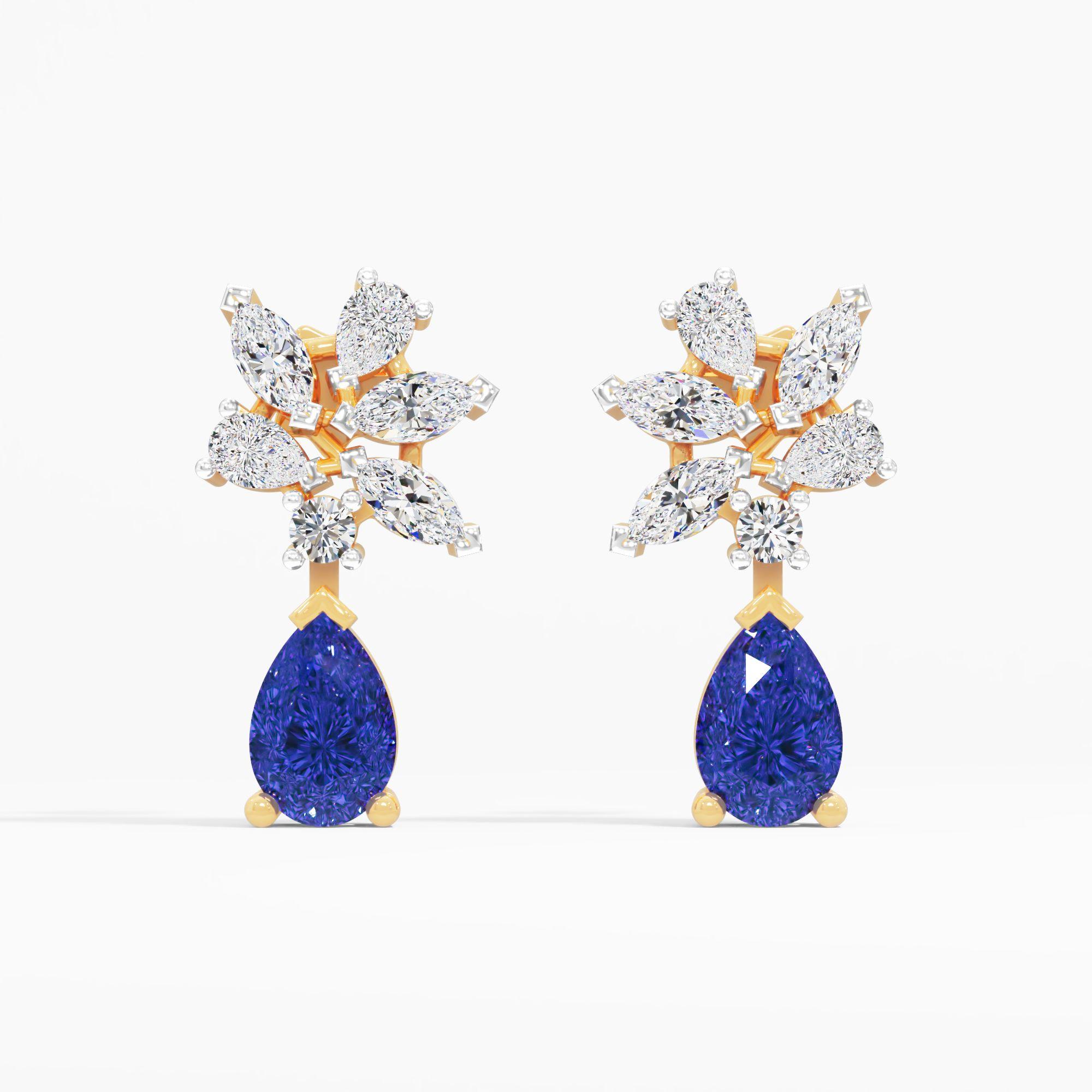 Sprig Sapphire Drop Earrings
